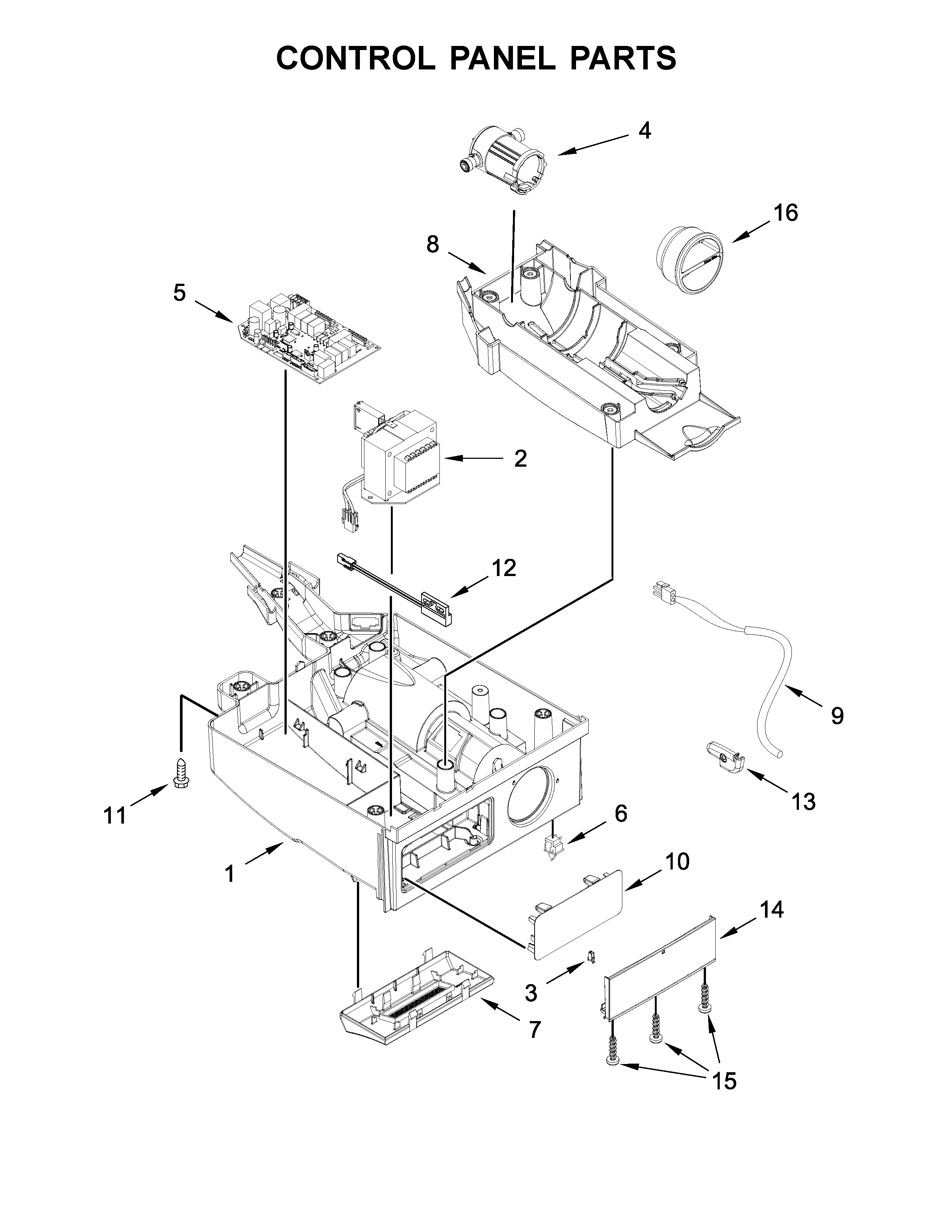 KitchenAid KUIC15POZP2 control panel parts diagram