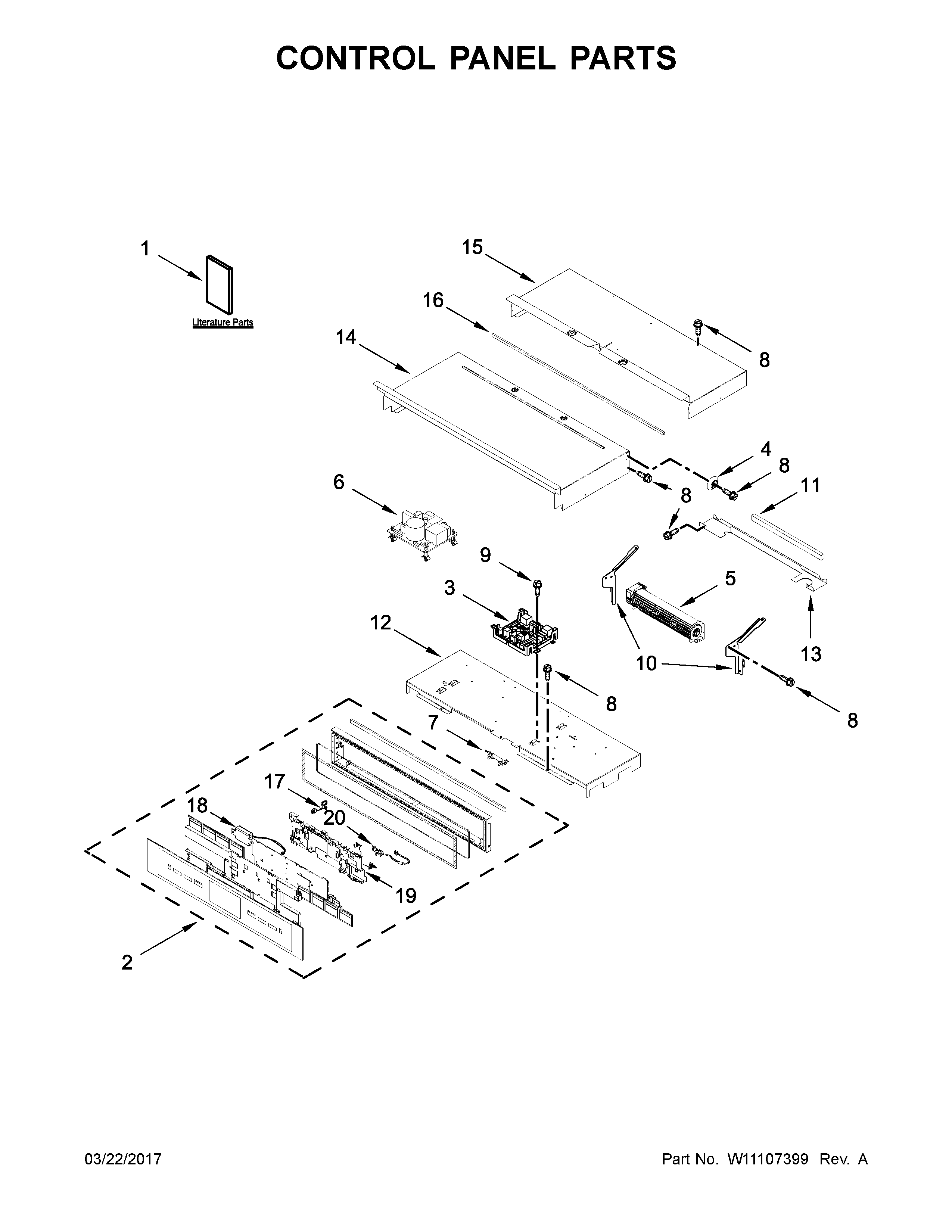 Jenn-Air JJW2427DB01 control panel parts diagram