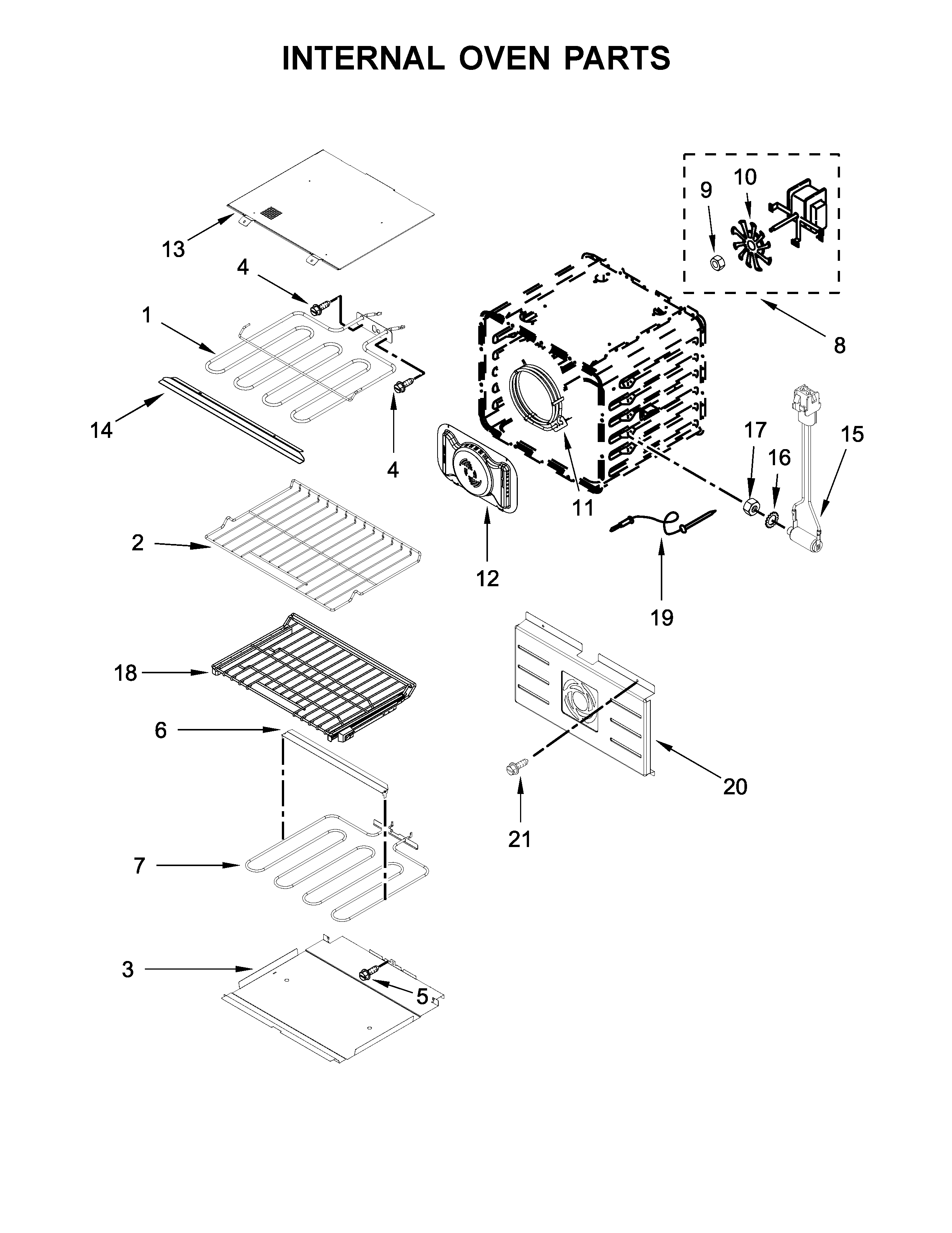 Jenn-Air JJW2427DB01 internal oven parts diagram