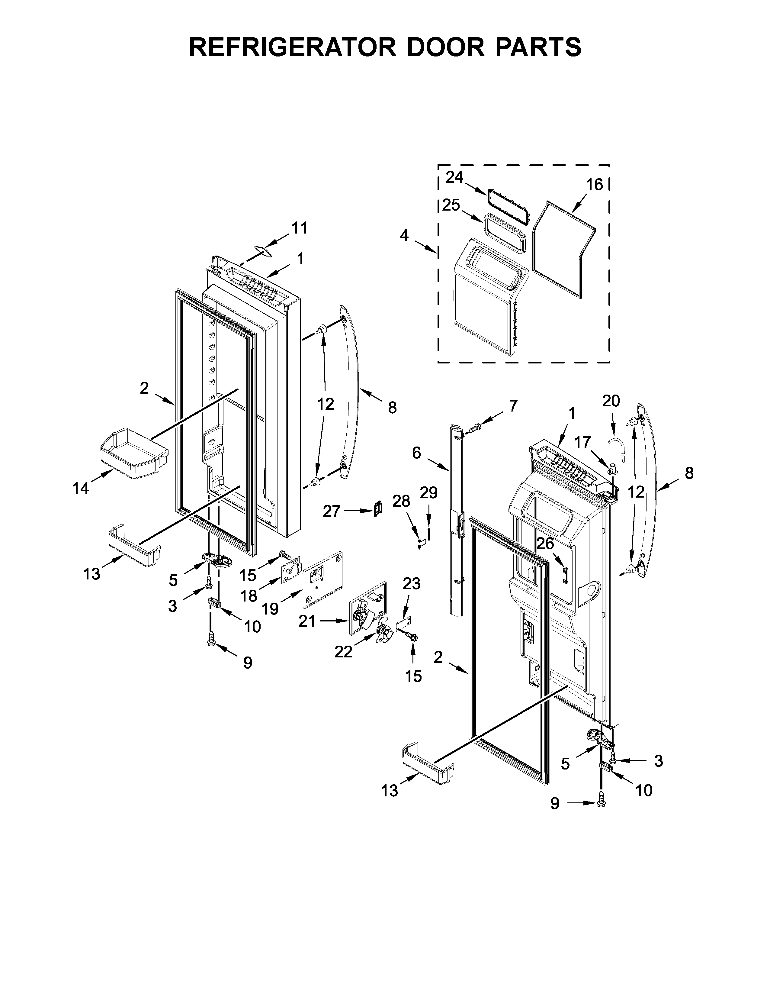 KitchenAid KFIS29BBMS03 refrigerator door parts diagram