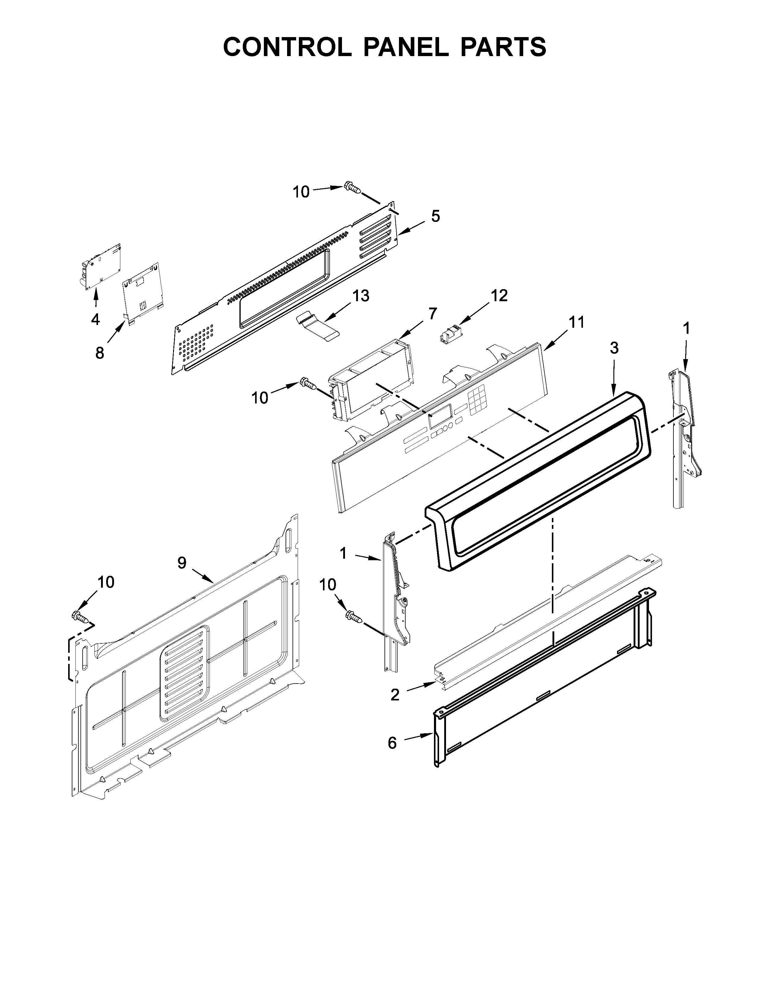 Whirlpool WFG715H0EE0 control panel parts diagram