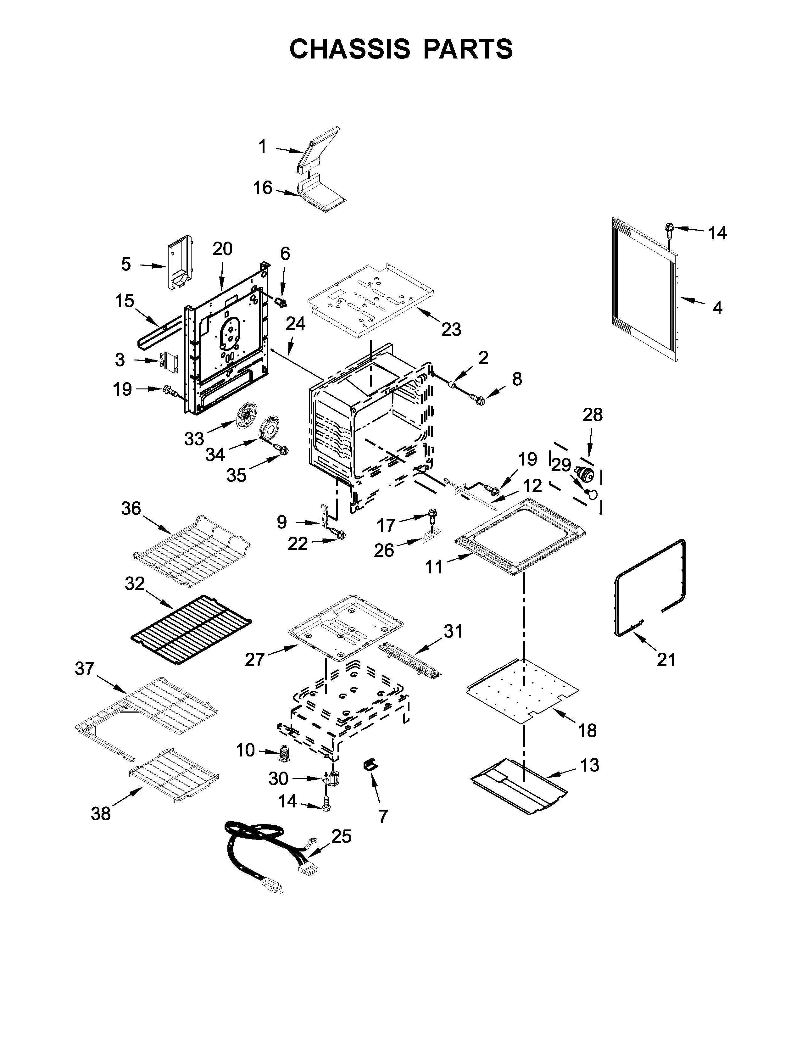 Whirlpool WFG715H0EE0 chassis parts diagram