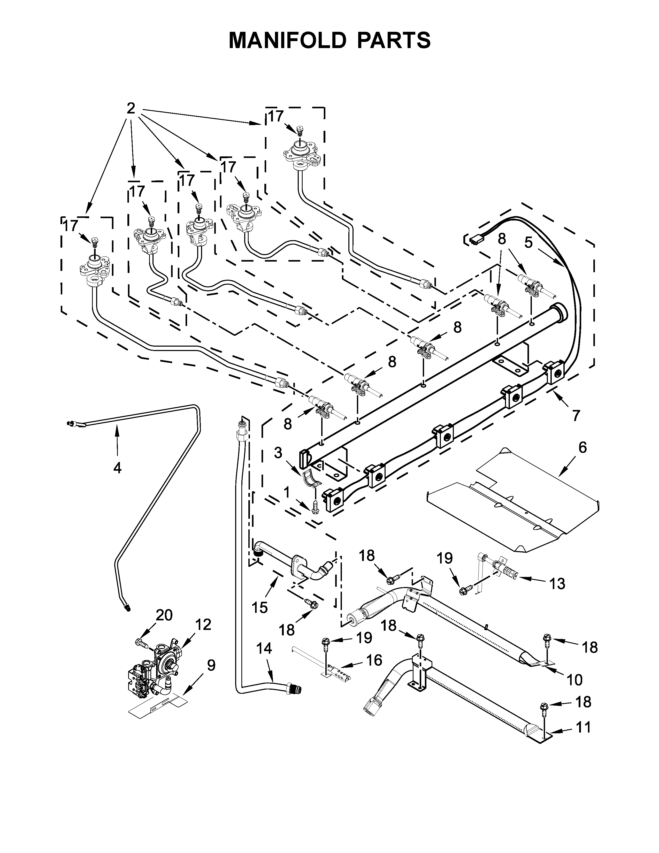 Whirlpool WFG715H0EE0 manifold parts diagram