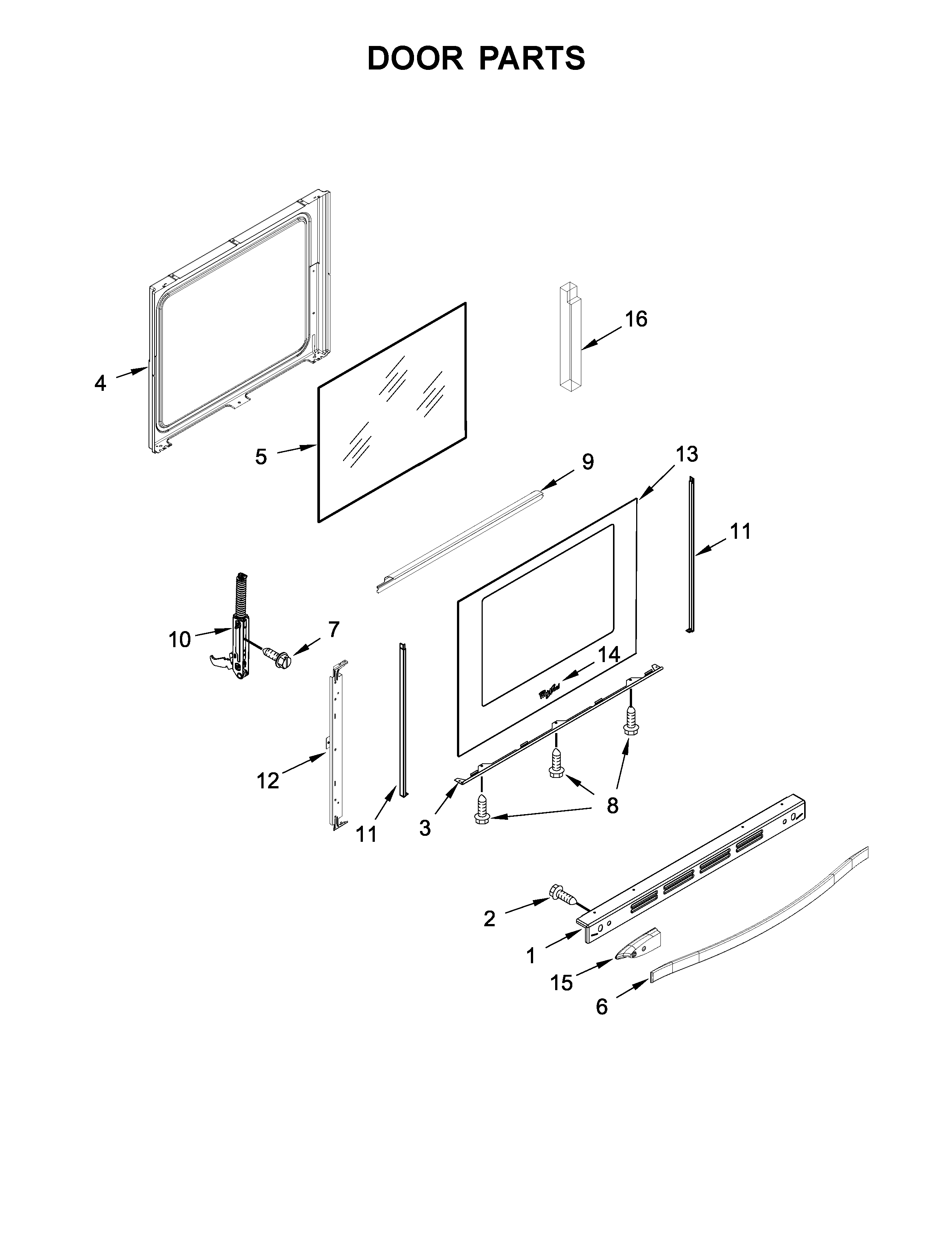 Whirlpool WFG715H0EE0 door parts diagram