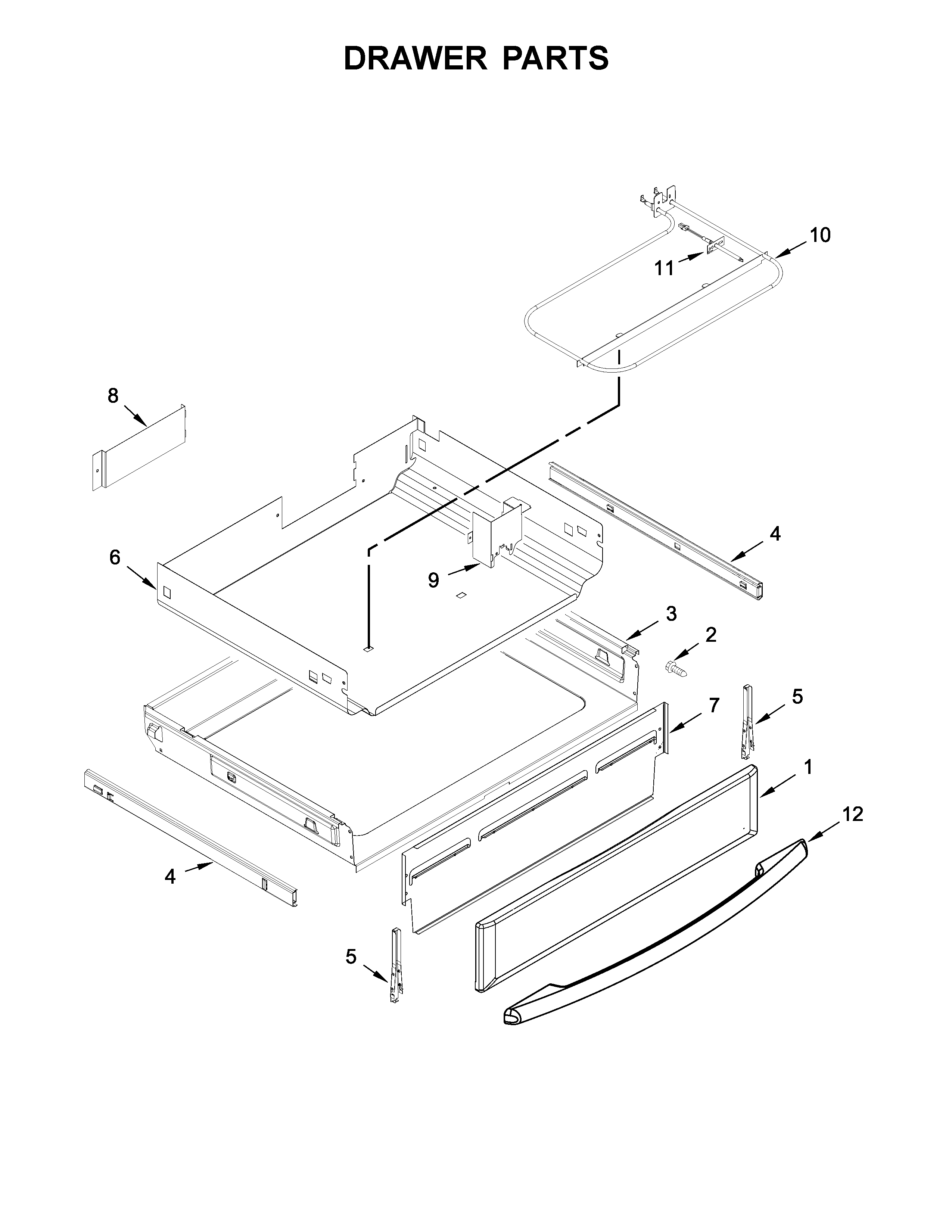 Whirlpool WFG715H0EE0 drawer parts diagram