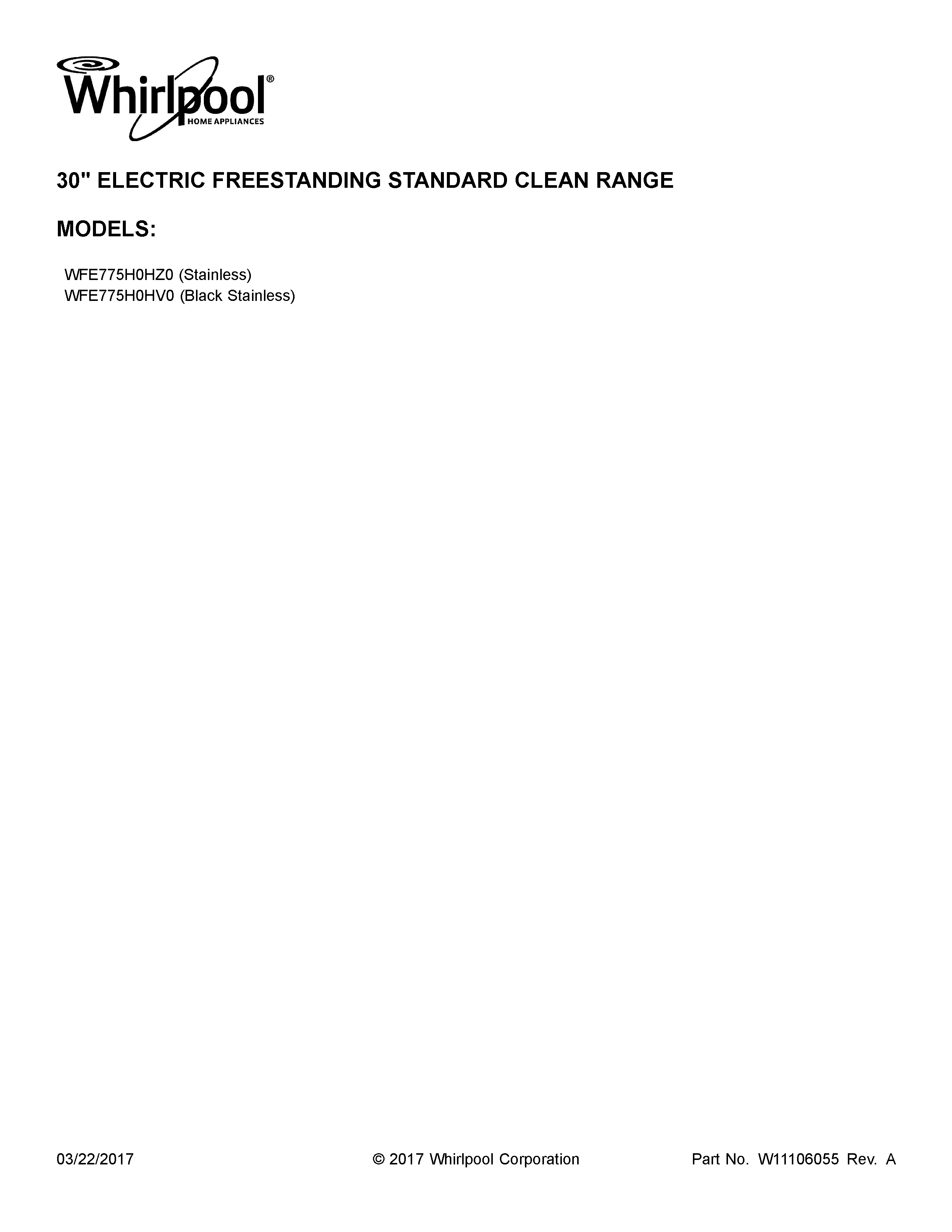 Whirlpool WFE775H0HV0 cover sheet diagram