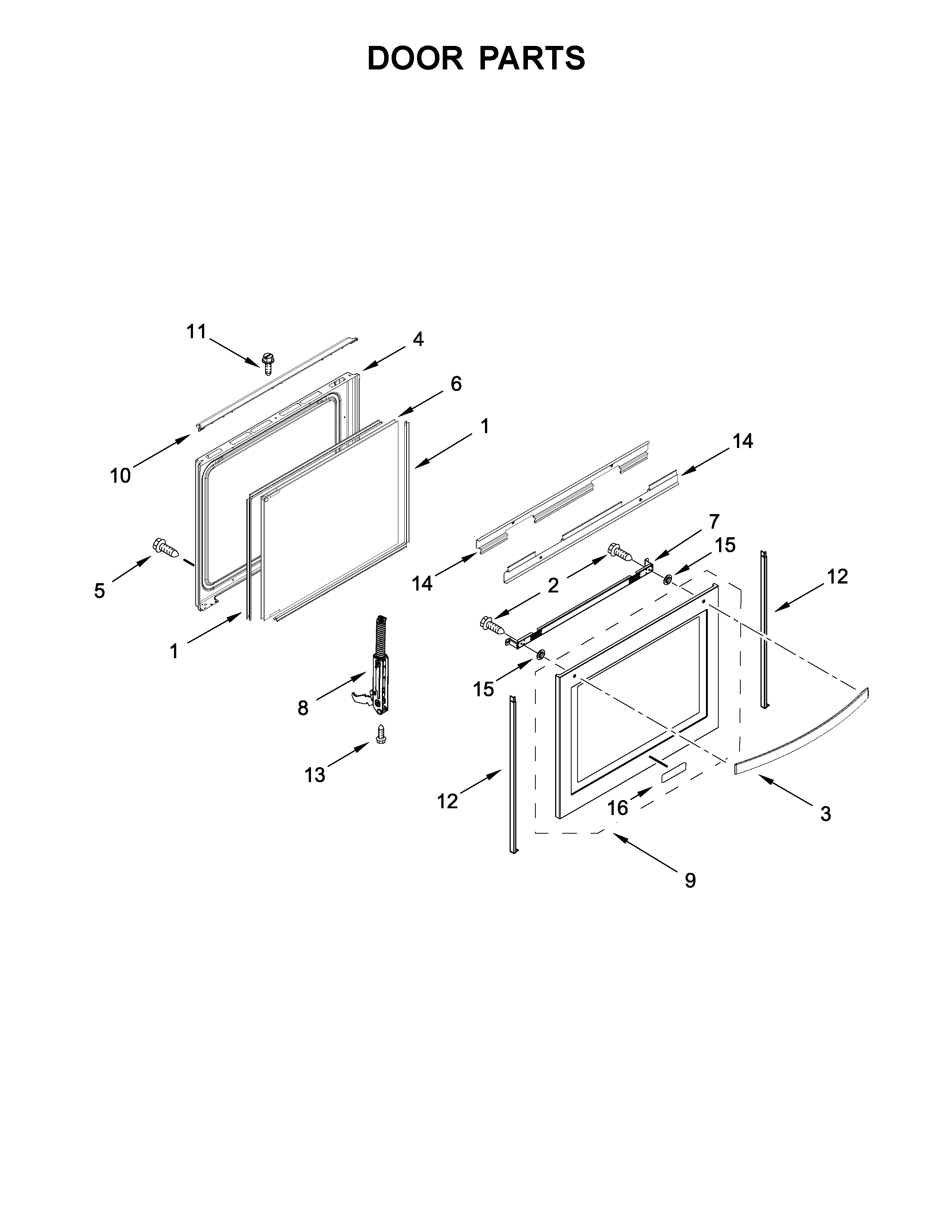 Whirlpool WFE775H0HV0 door parts diagram