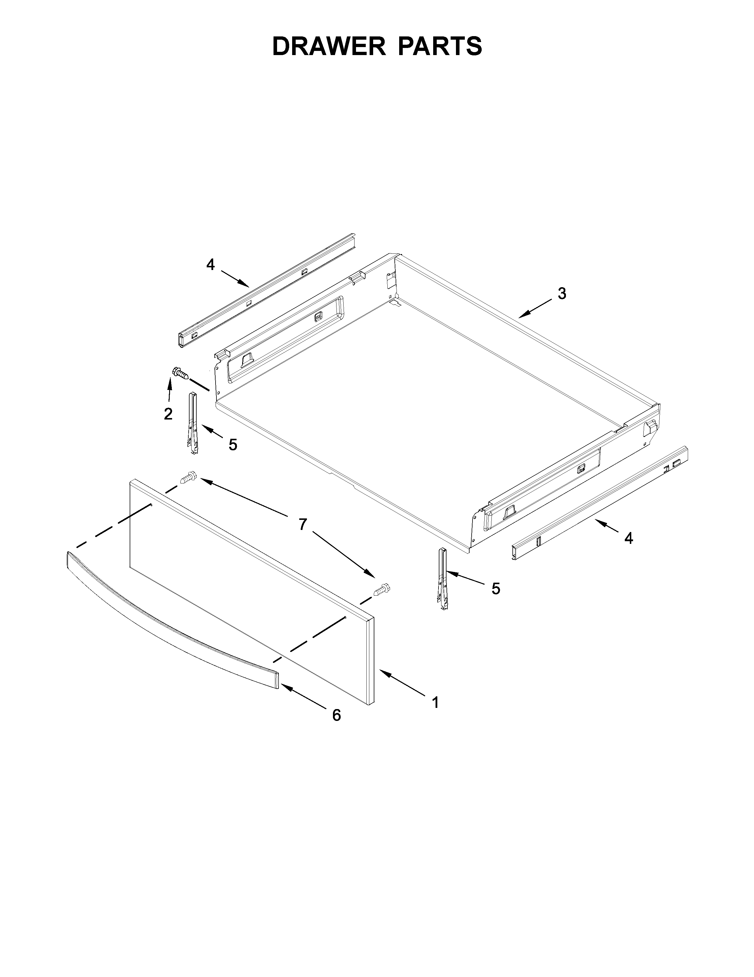 Whirlpool WFE775H0HV0 drawer parts diagram