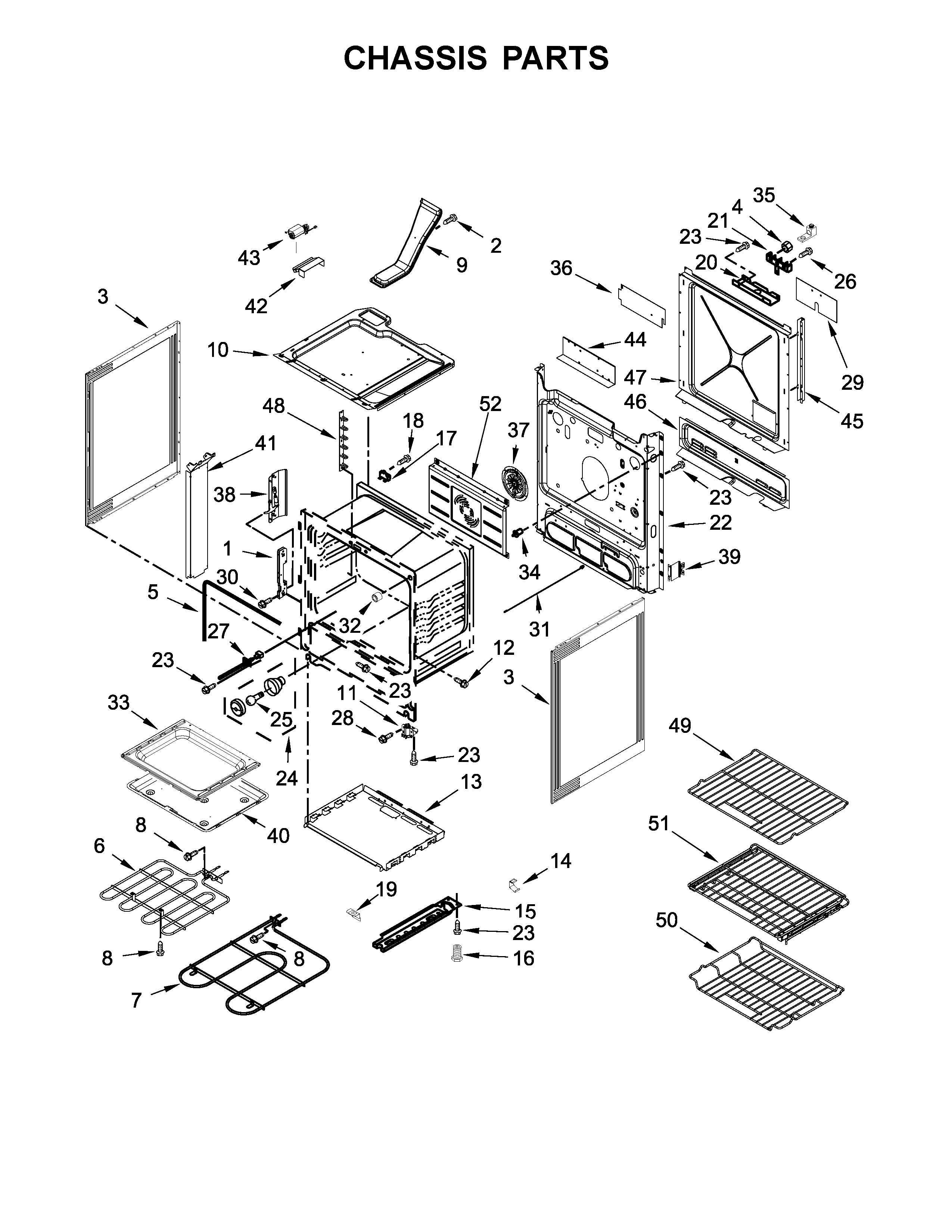 Jenn-Air JES1450DS0 chassis parts diagram