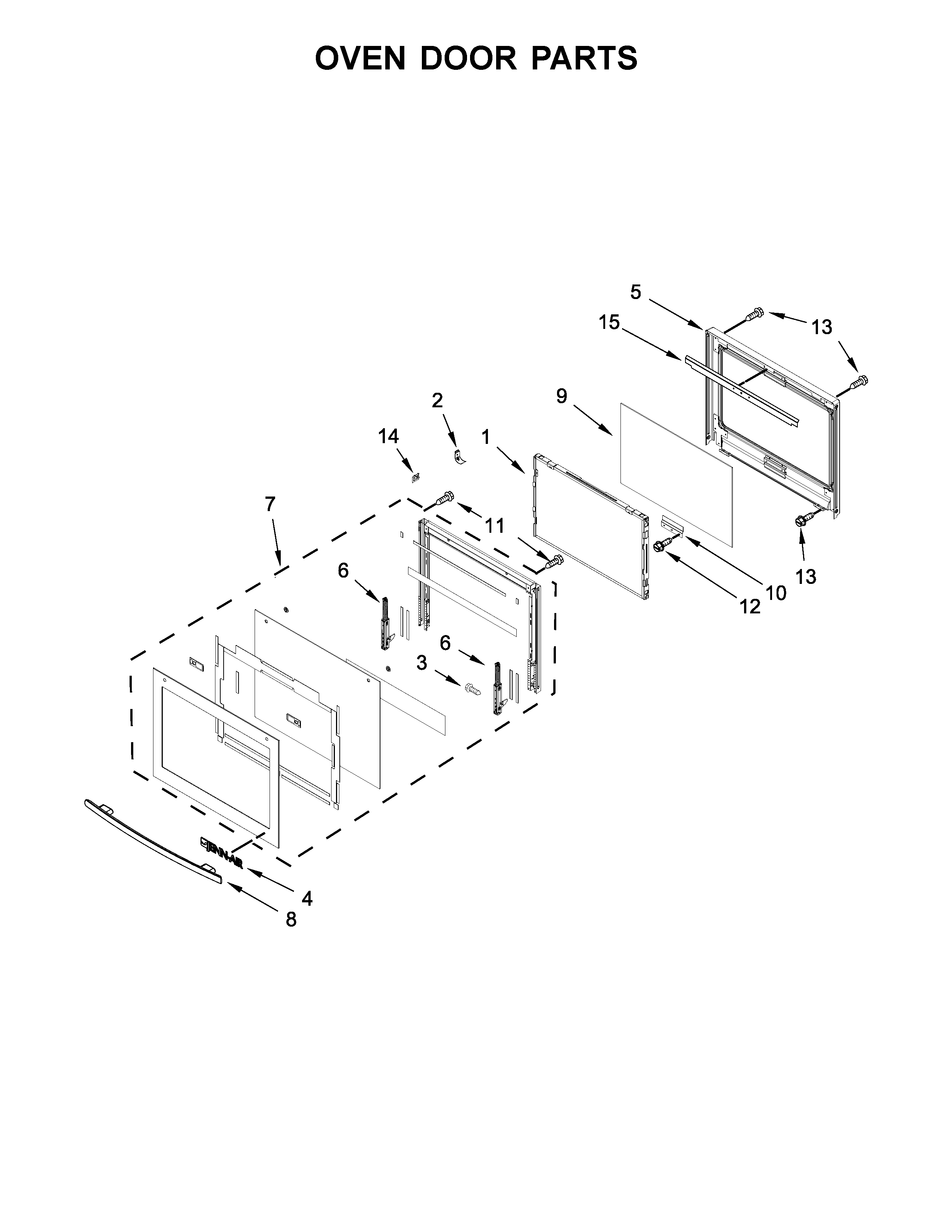 Jenn-Air JJW2430DS02 oven door parts diagram