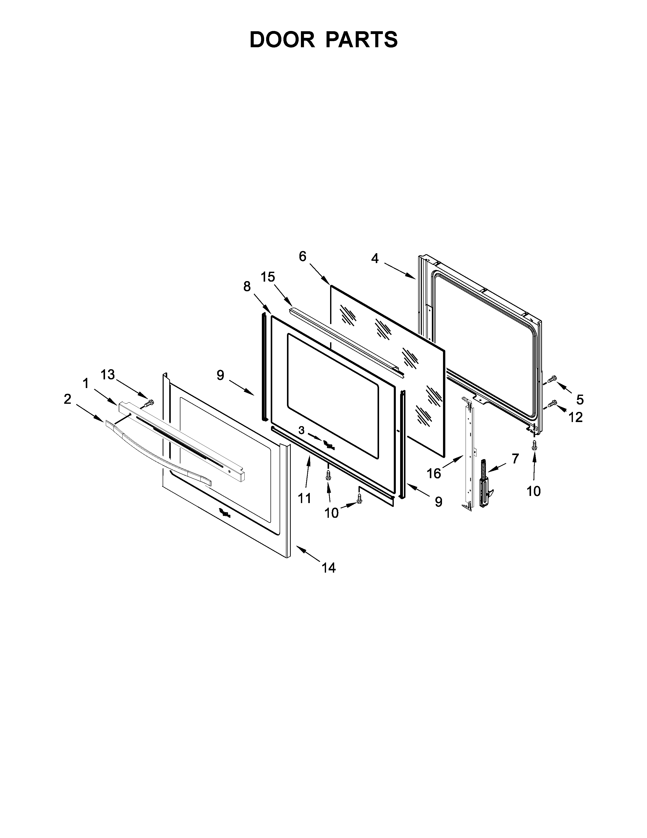 Whirlpool YWEE730H0DW0 door parts diagram