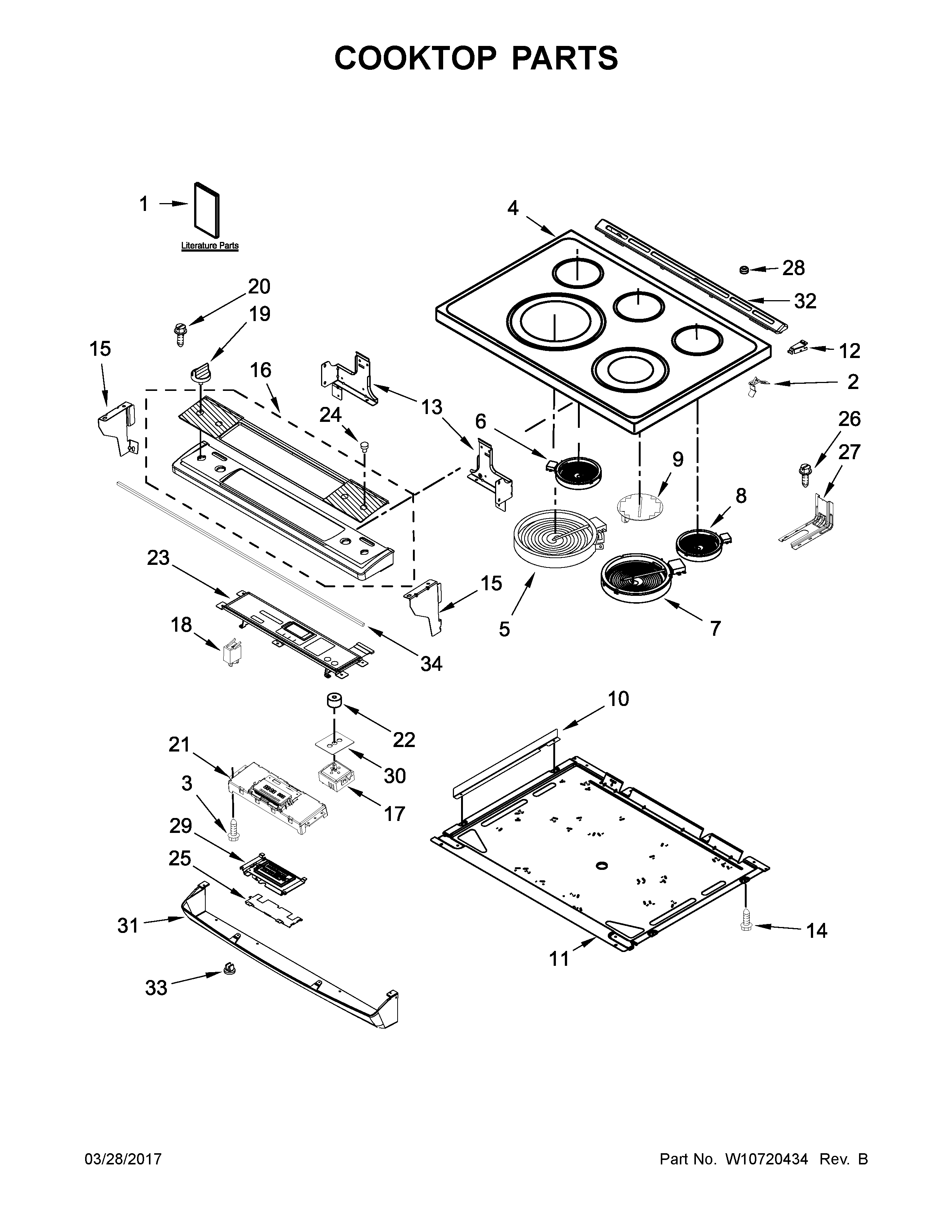 Whirlpool YWEE760H0DH0 cooktop parts diagram
