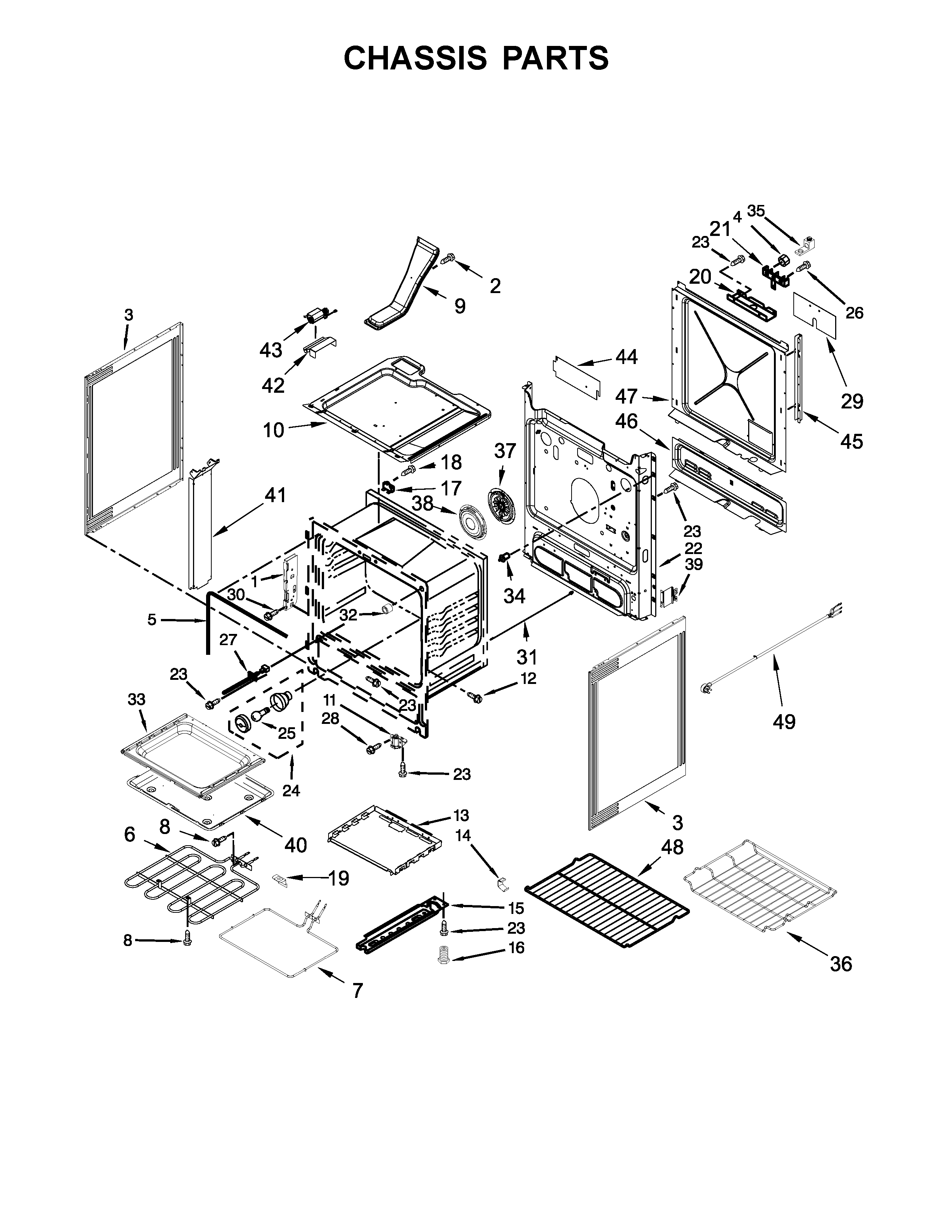 Whirlpool YWEE760H0DH0 chassis parts diagram