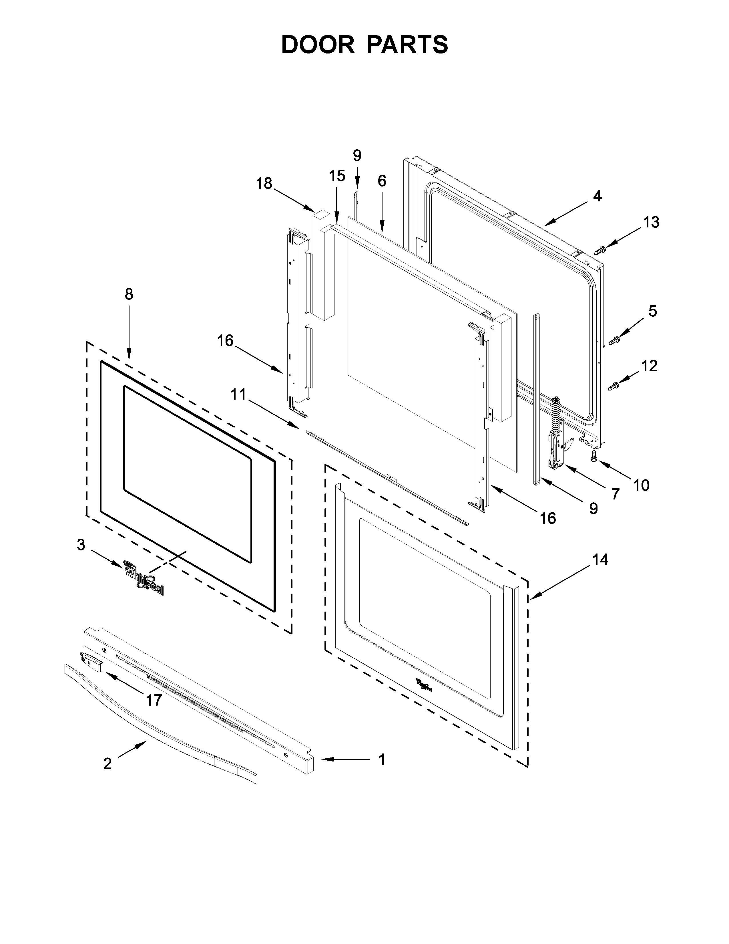 Whirlpool YWEE760H0DH0 door parts diagram