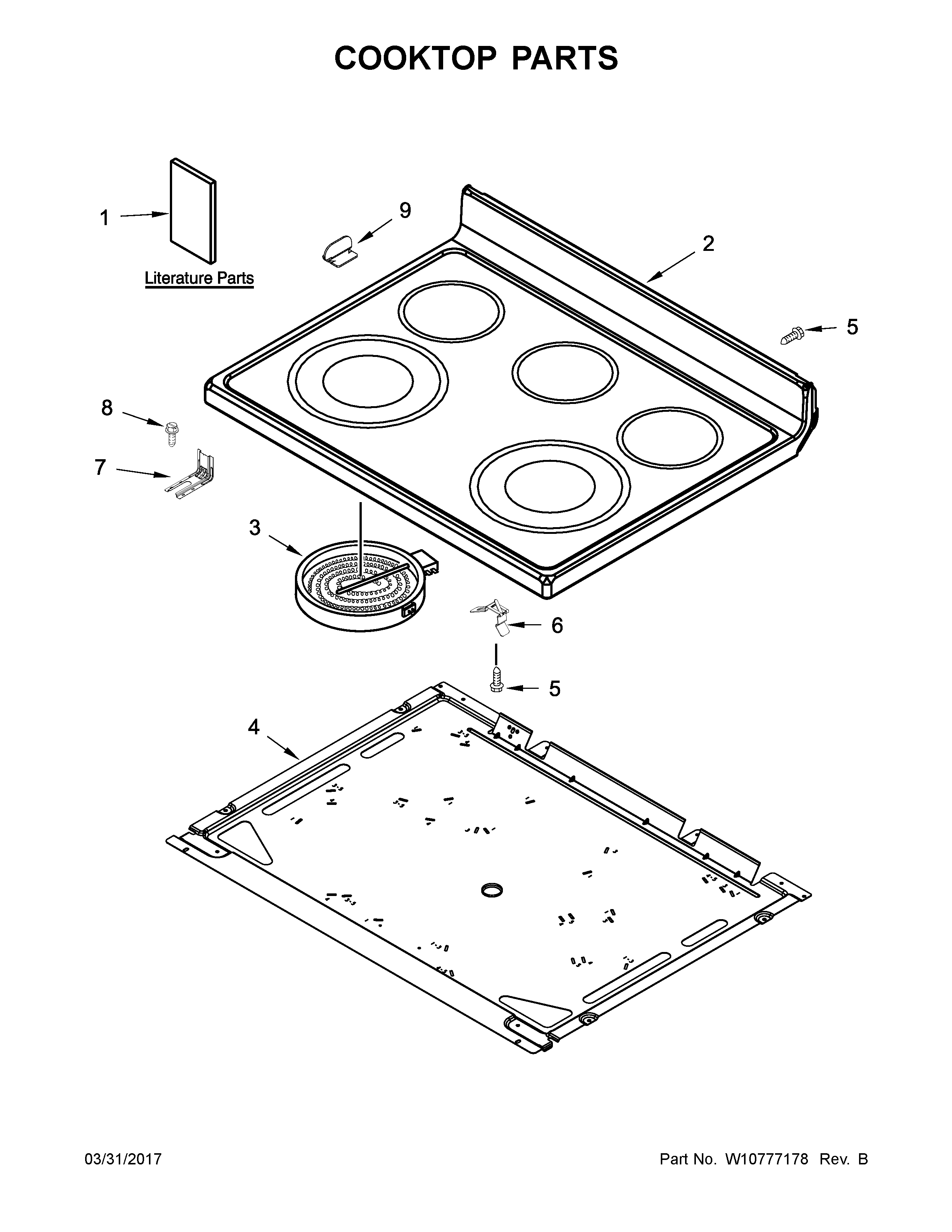 Whirlpool 4KWFE7685ES0 cooktop parts diagram
