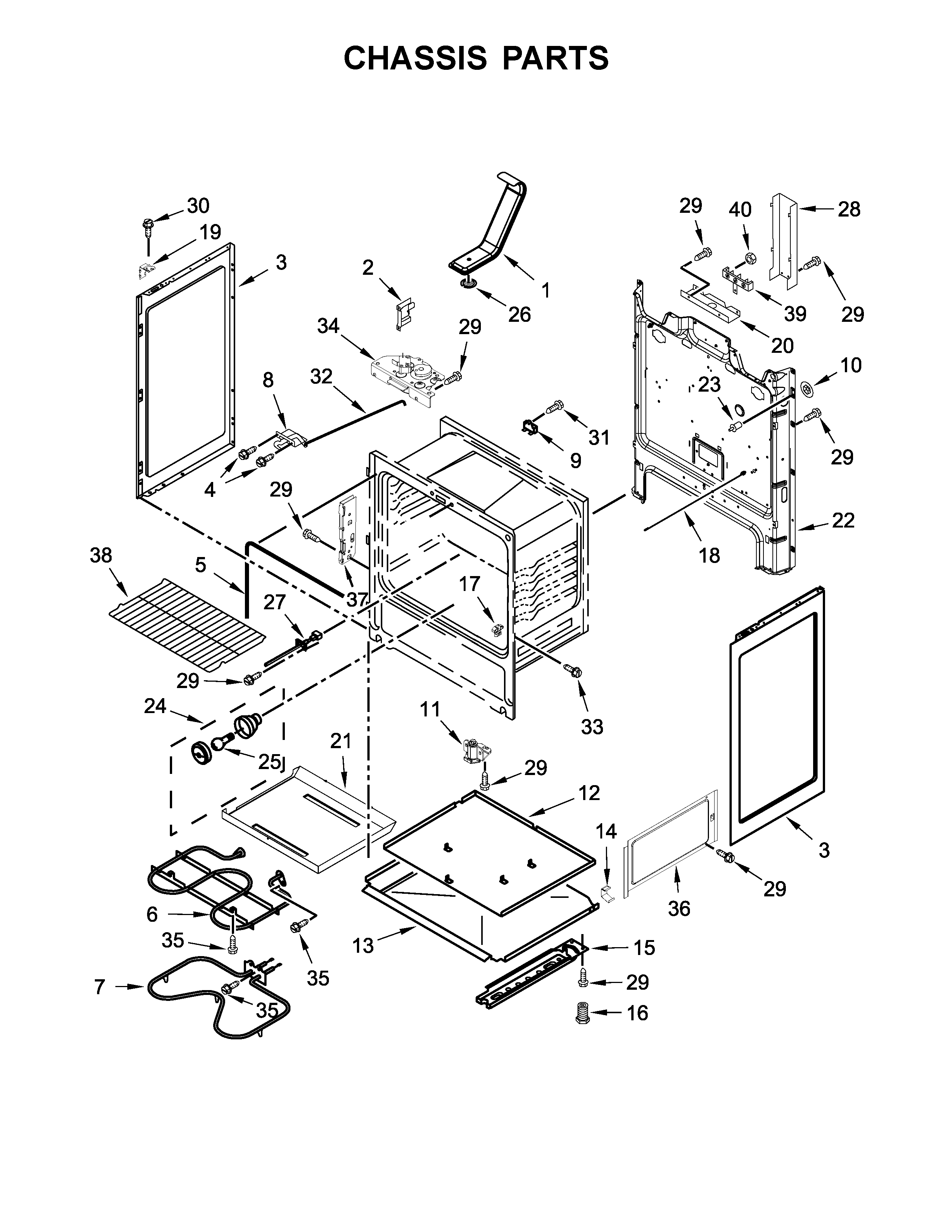 Whirlpool 4KWFE7685ES0 chassis parts diagram