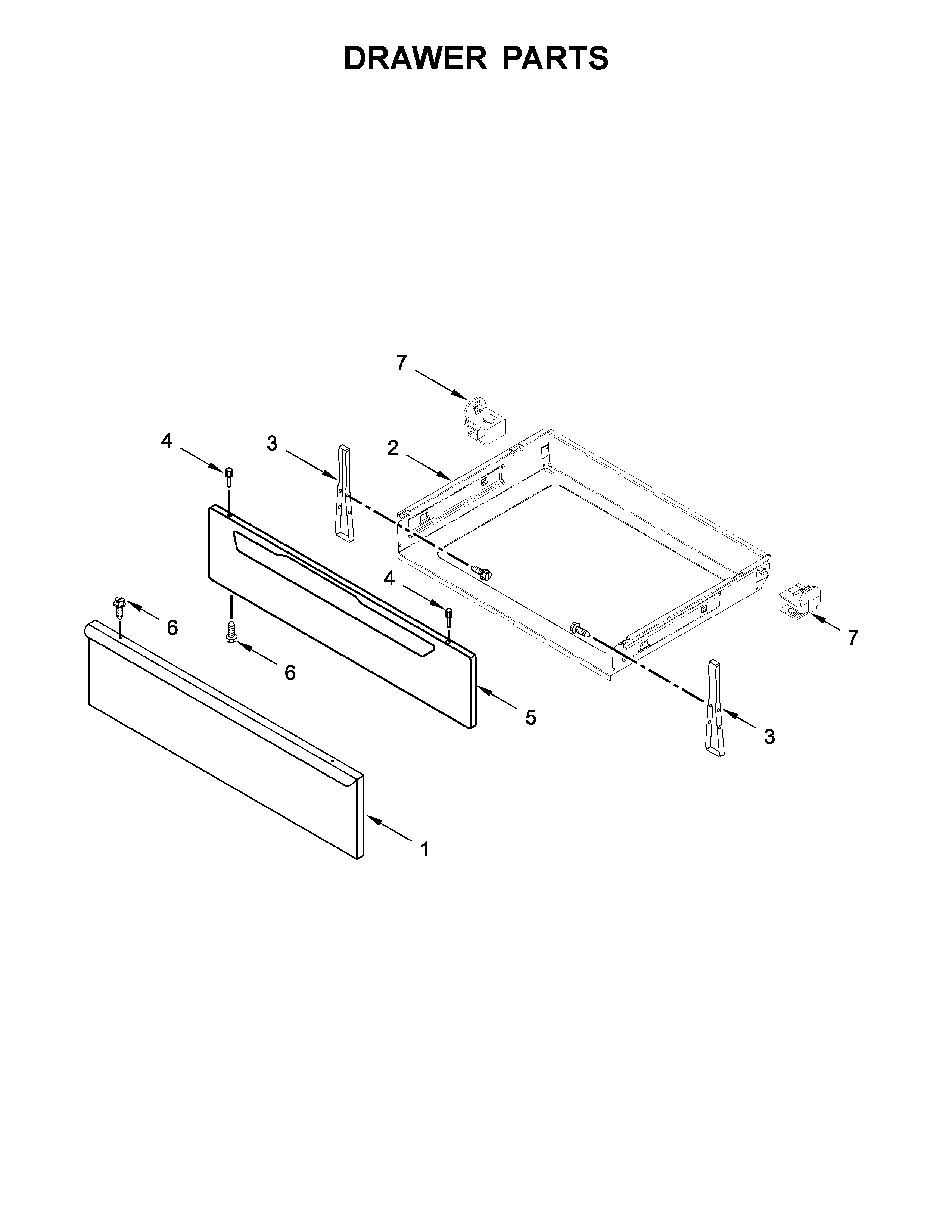Whirlpool 4KWFE7685ES0 drawer parts diagram