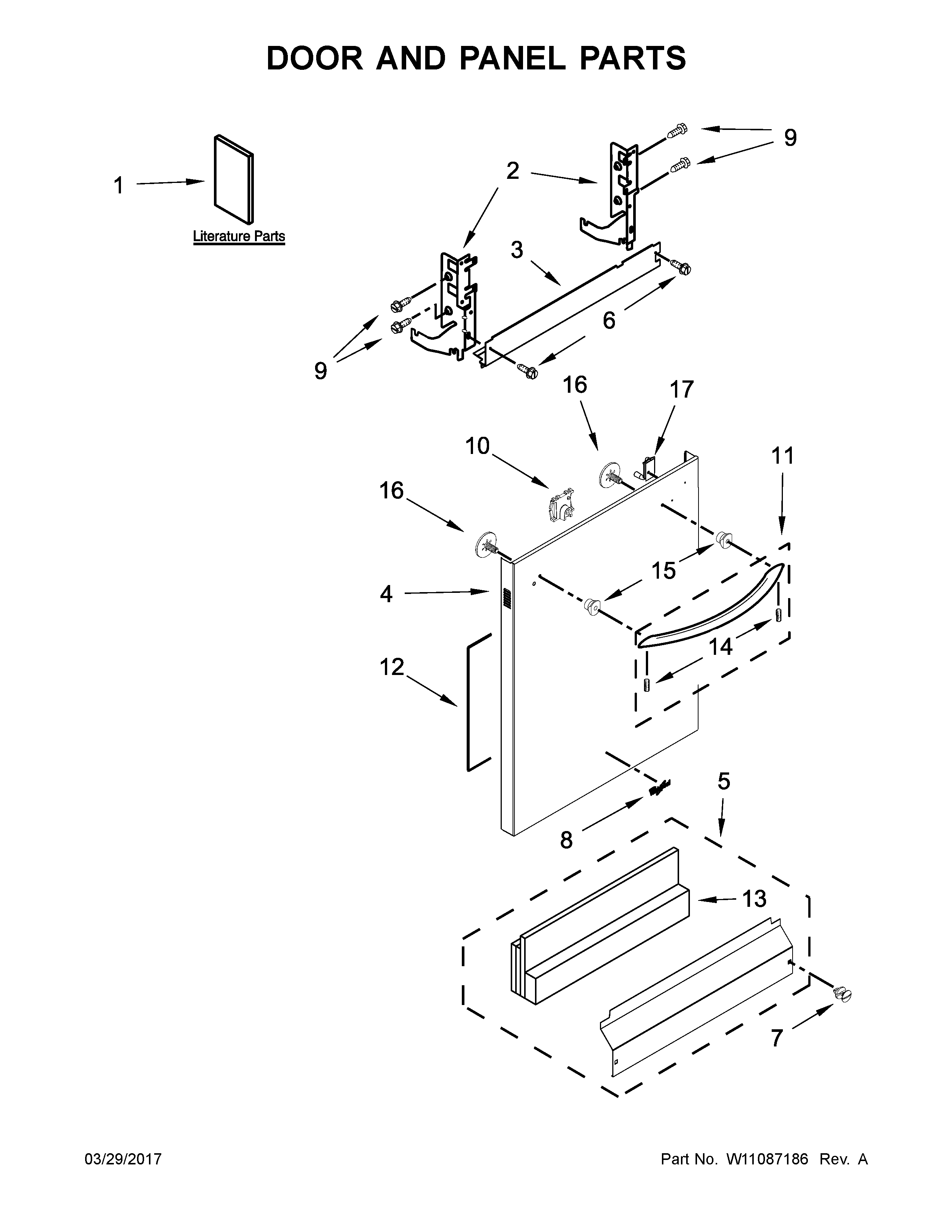 Whirlpool WDT970SAHV0 door and panel parts diagram
