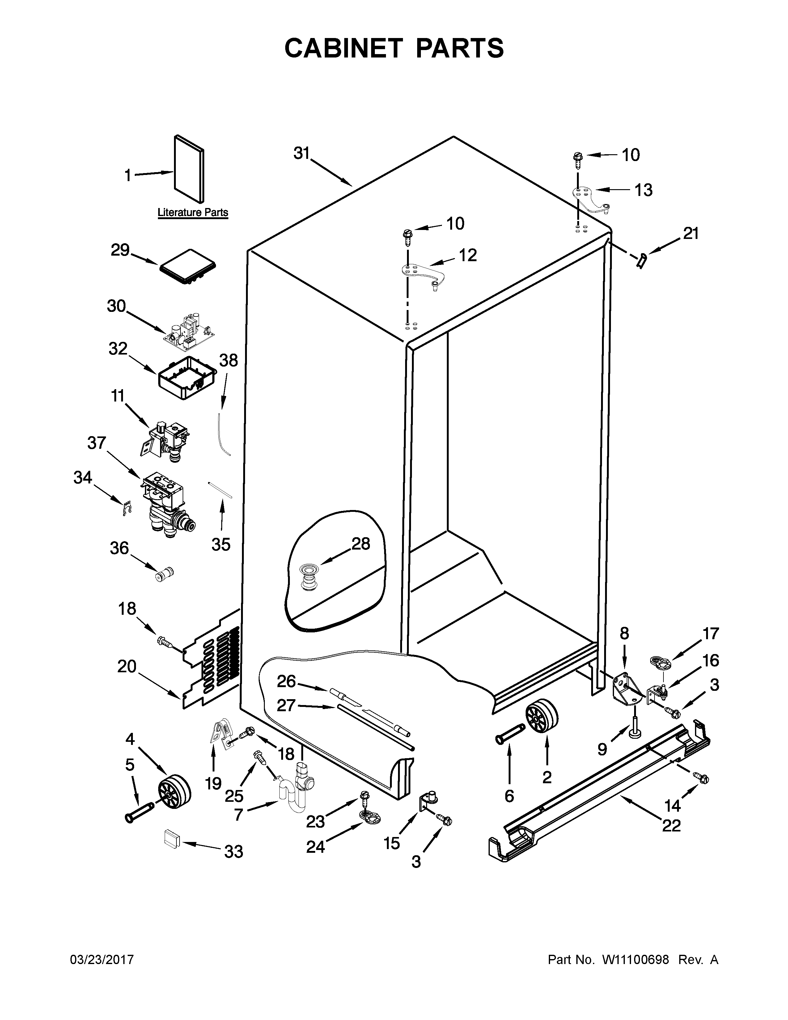 Whirlpool WRS576FIDB02 cabinet parts diagram