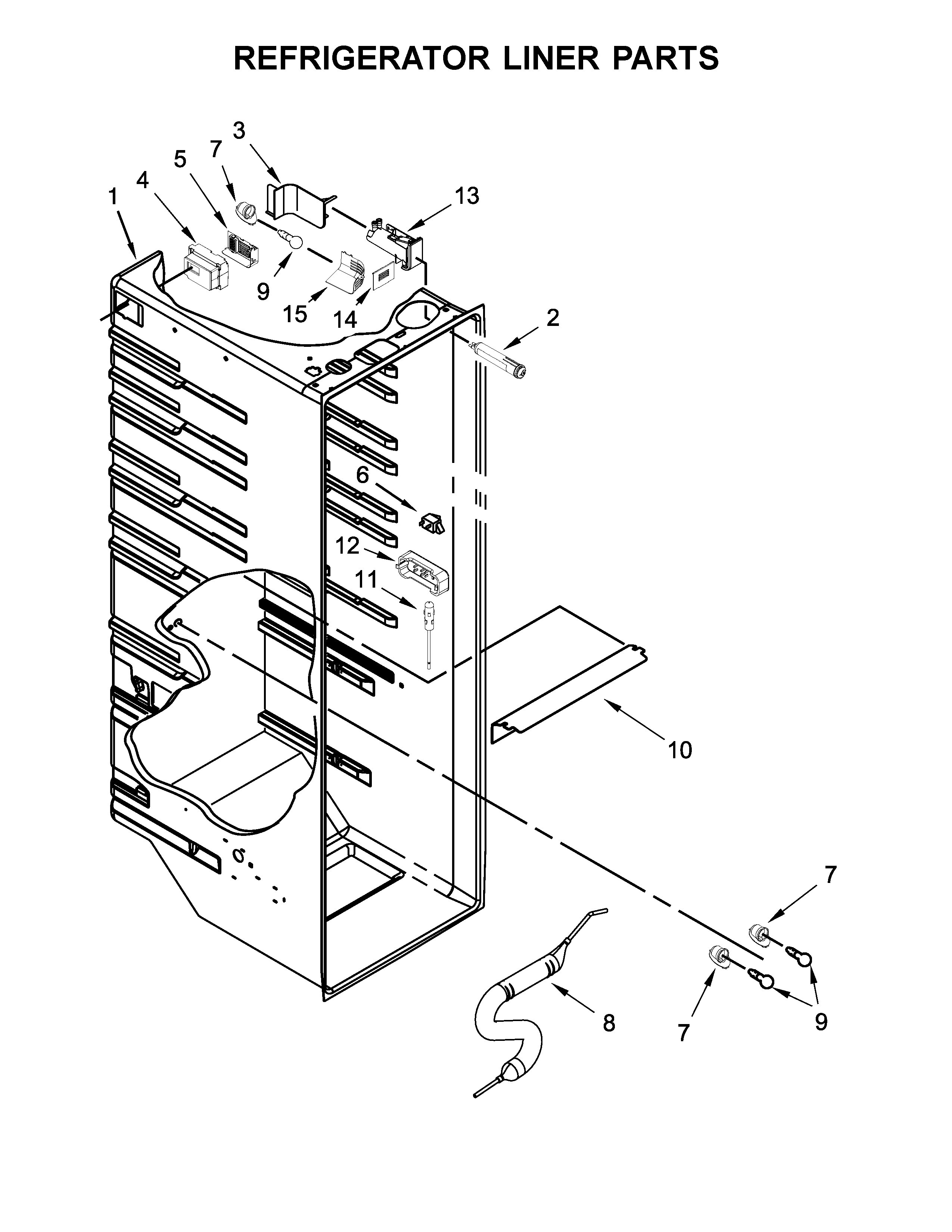 Whirlpool WRS576FIDB02 refrigerator liner parts diagram