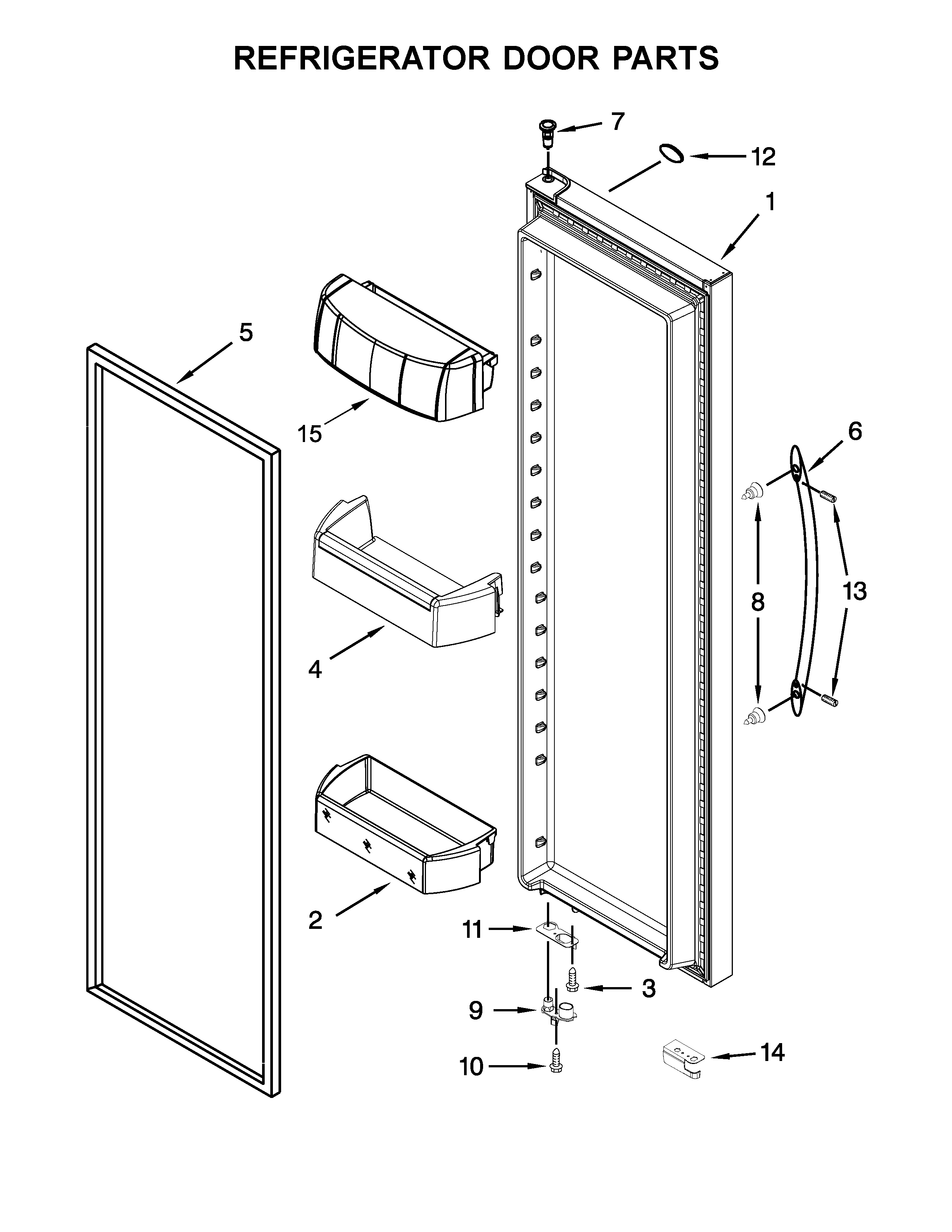 Whirlpool WRS576FIDB02 refrigerator door parts diagram