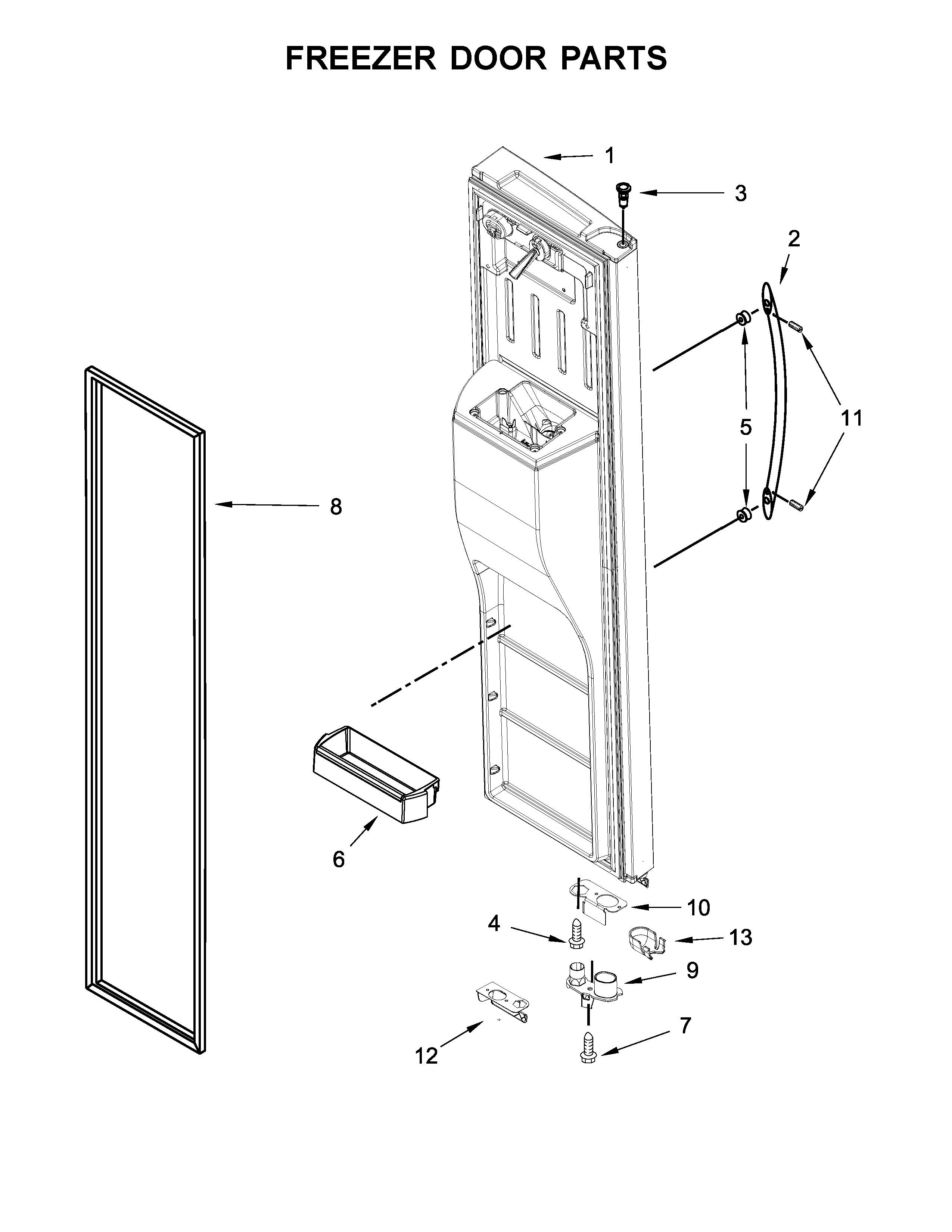Whirlpool WRS576FIDB02 freezer door parts diagram
