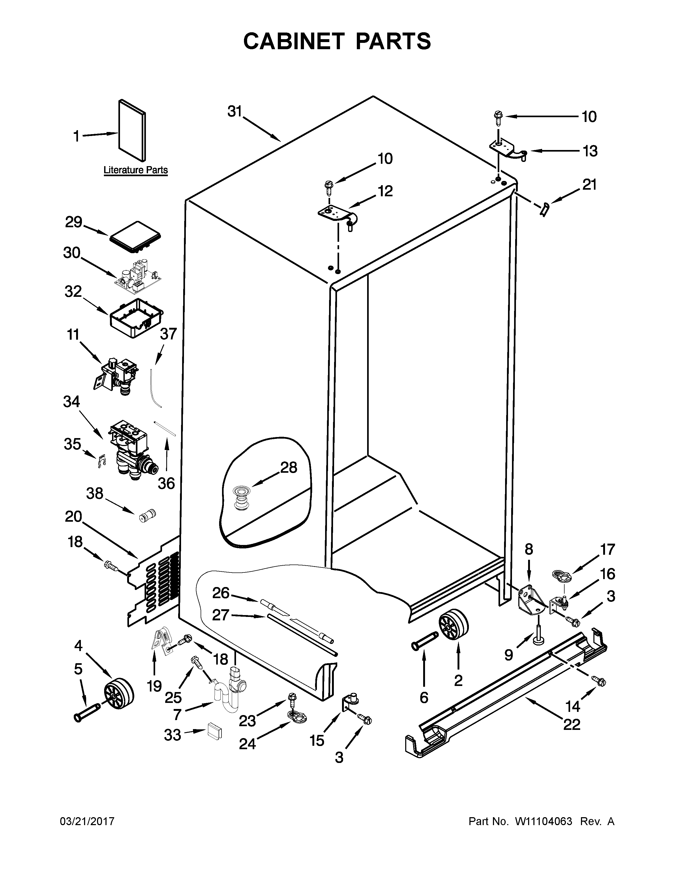 Whirlpool WRS586FIEH03 cabinet parts diagram