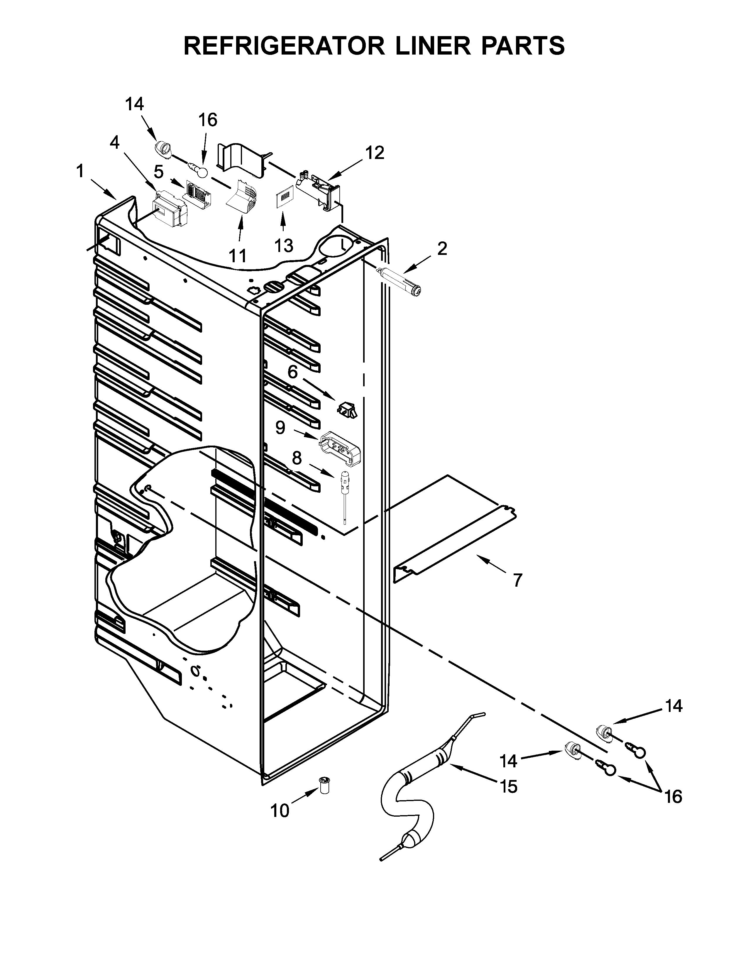 Whirlpool WRS586FIEH03 refrigerator liner parts diagram