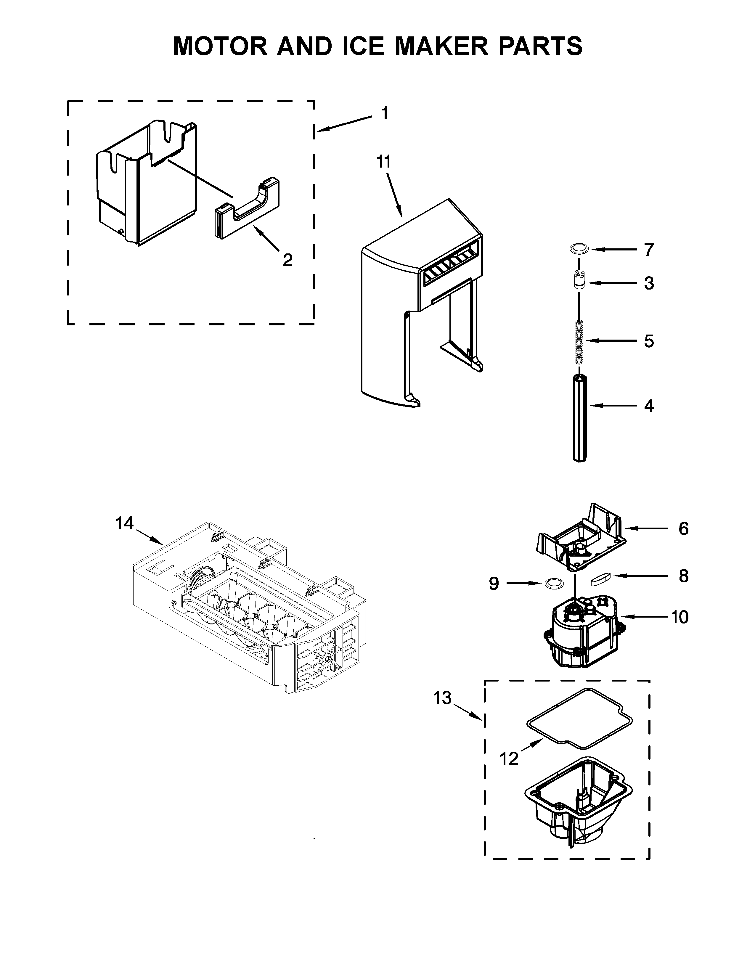 Whirlpool WRS586FIEH03 motor and ice maker parts diagram