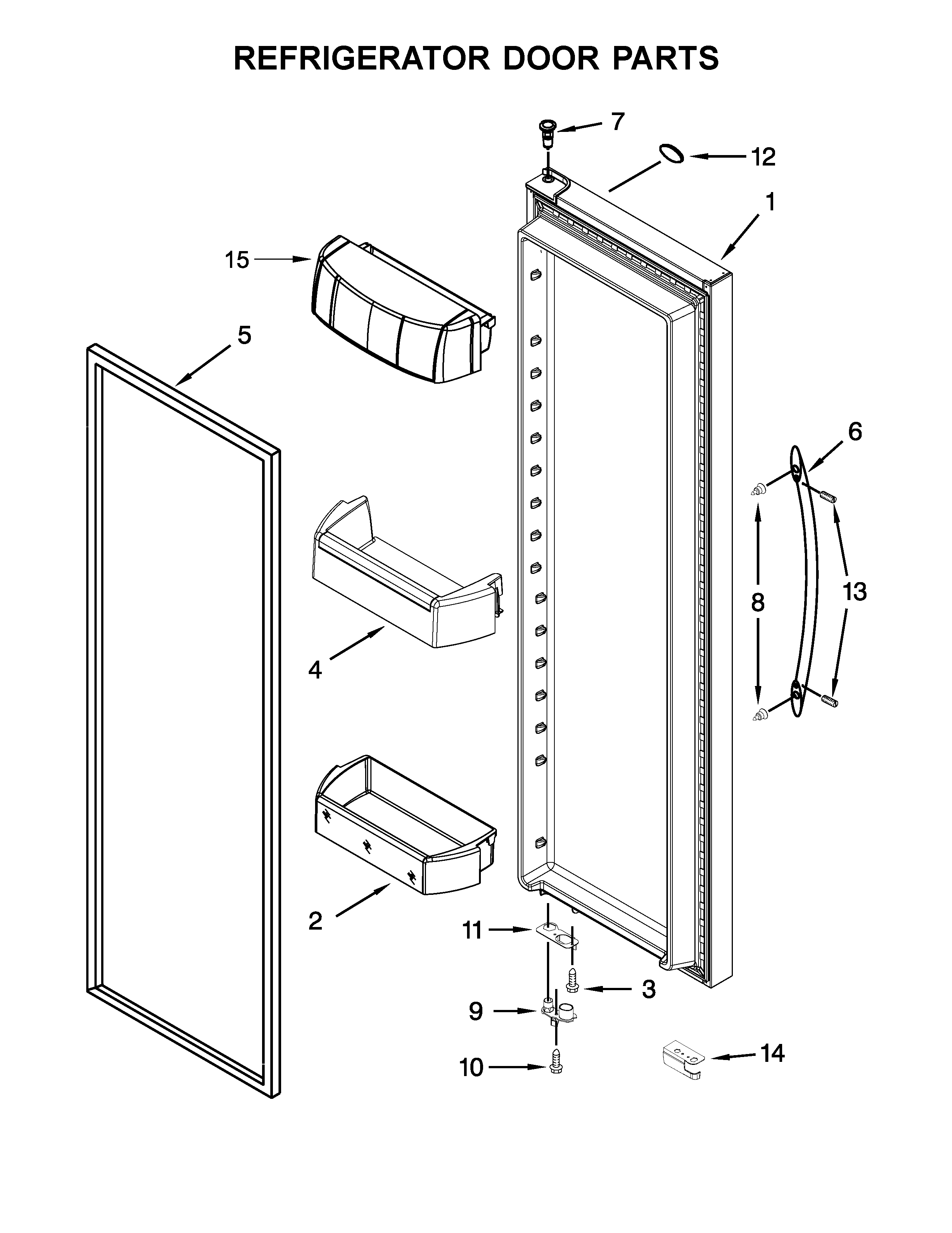 Whirlpool WRS586FIEH03 refrigerator door parts diagram