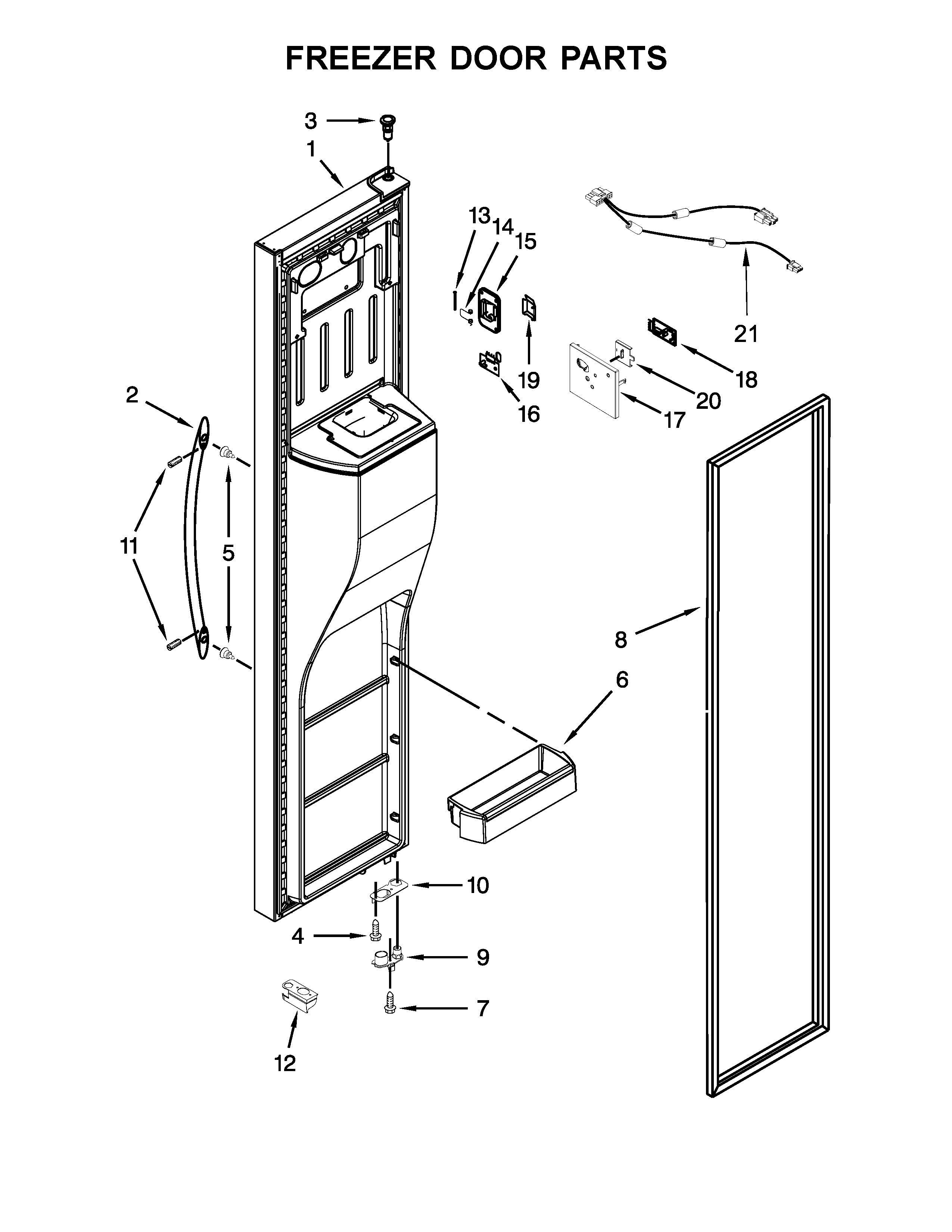 Whirlpool WRS586FIEH03 freezer door parts diagram