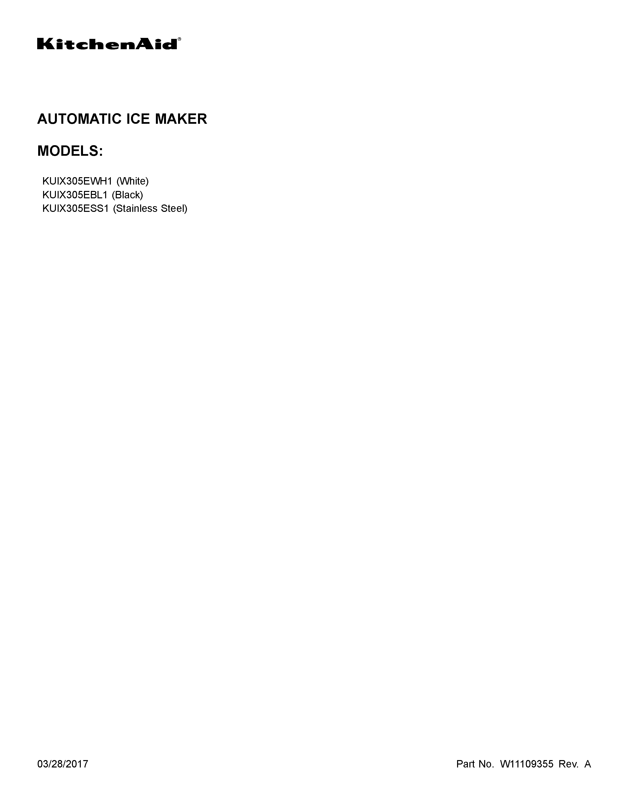 KitchenAid KUIX305ESS1 cover sheet diagram