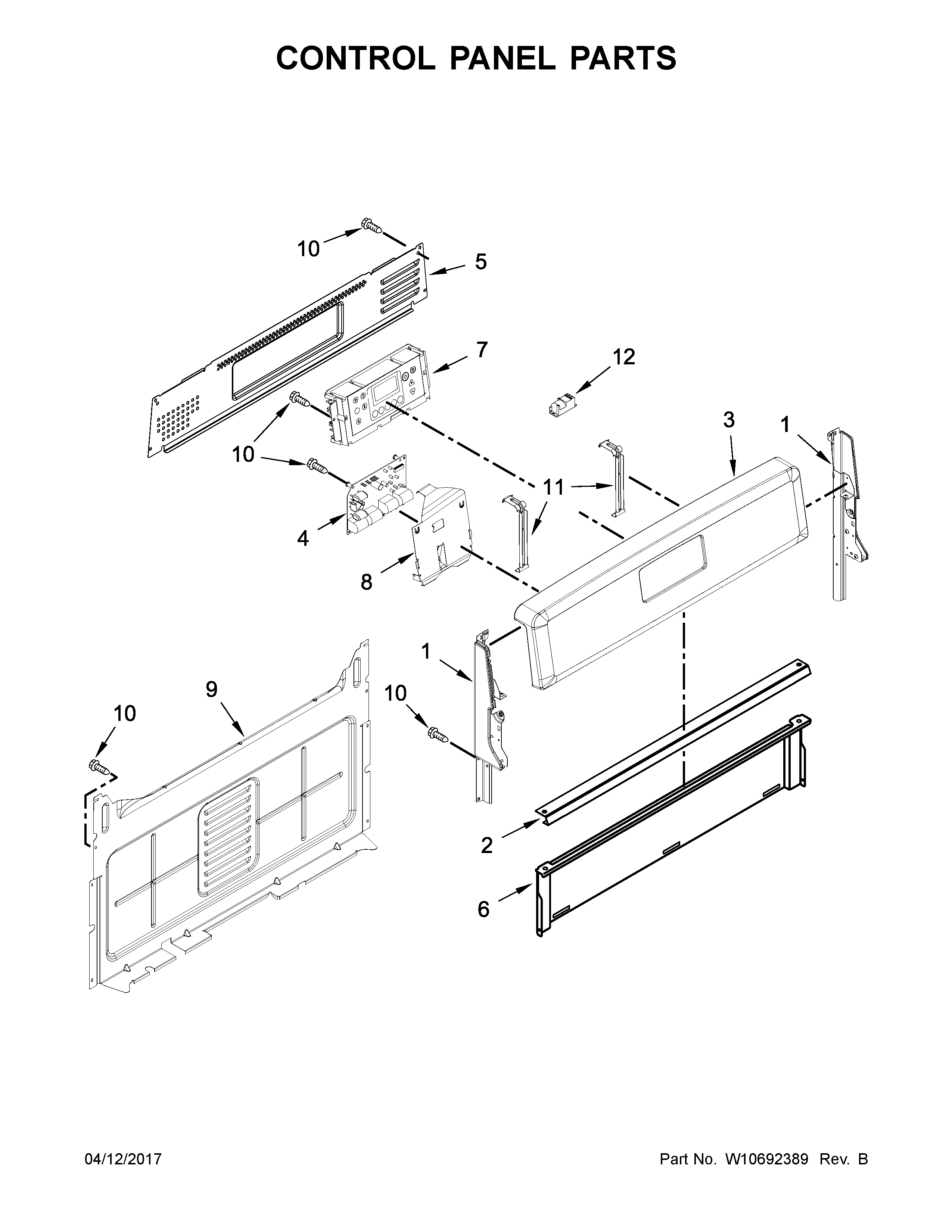 Maytag MGR8600DS0 control panel parts diagram