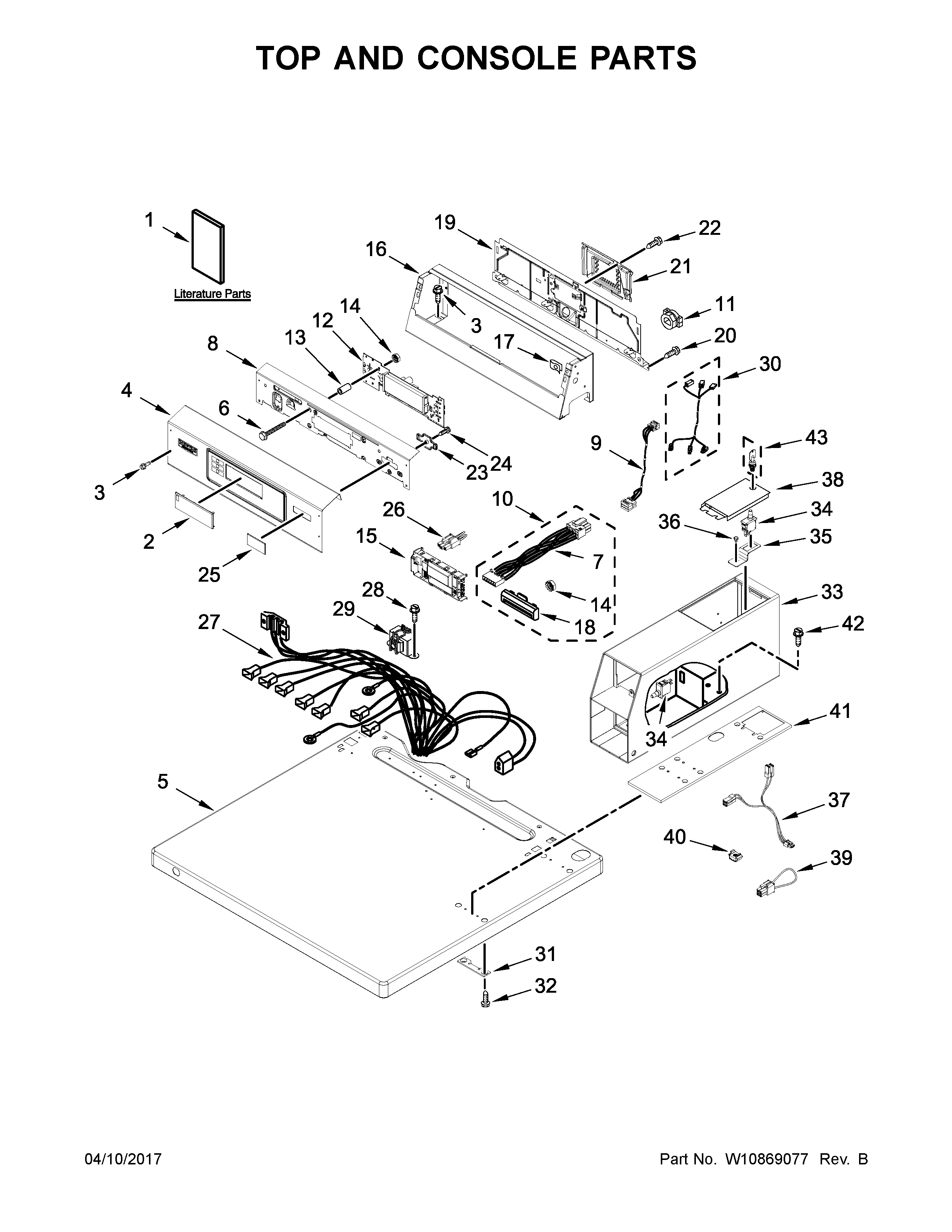 Maytag MDE20PNAGW0 top and console parts diagram