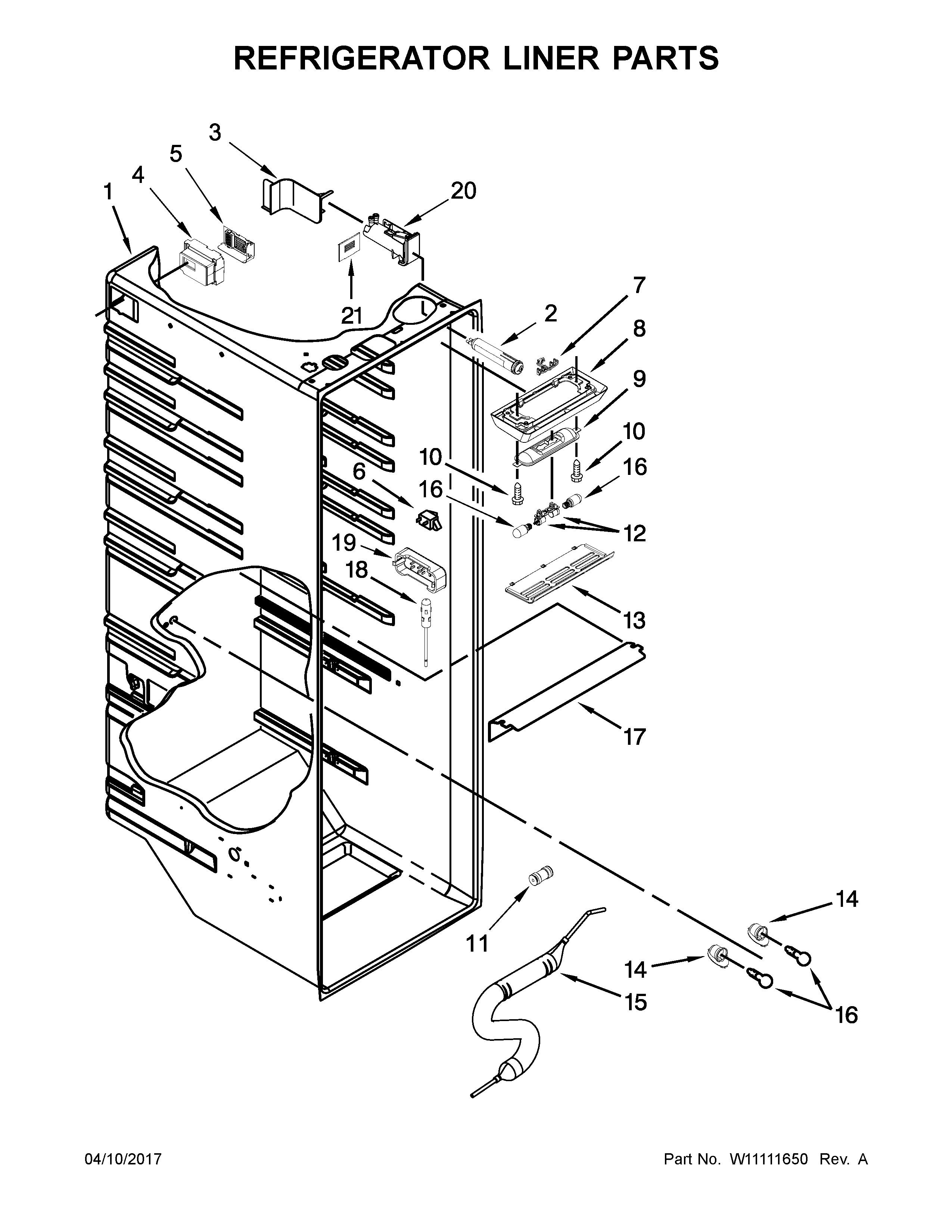 Maytag MSC21C6MEZ00 refrigerator liner parts diagram