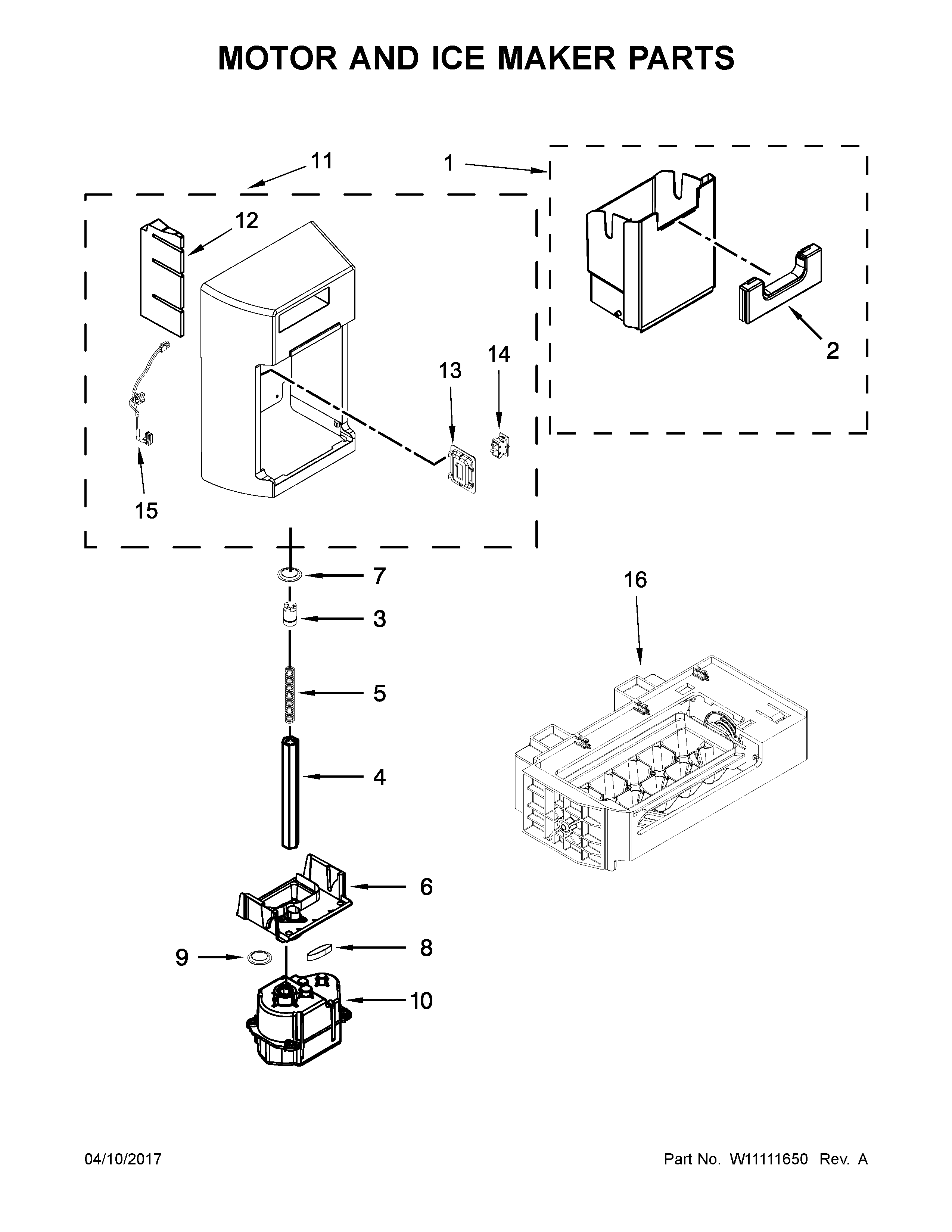 Maytag MSC21C6MEZ00 motor and ice maker parts diagram