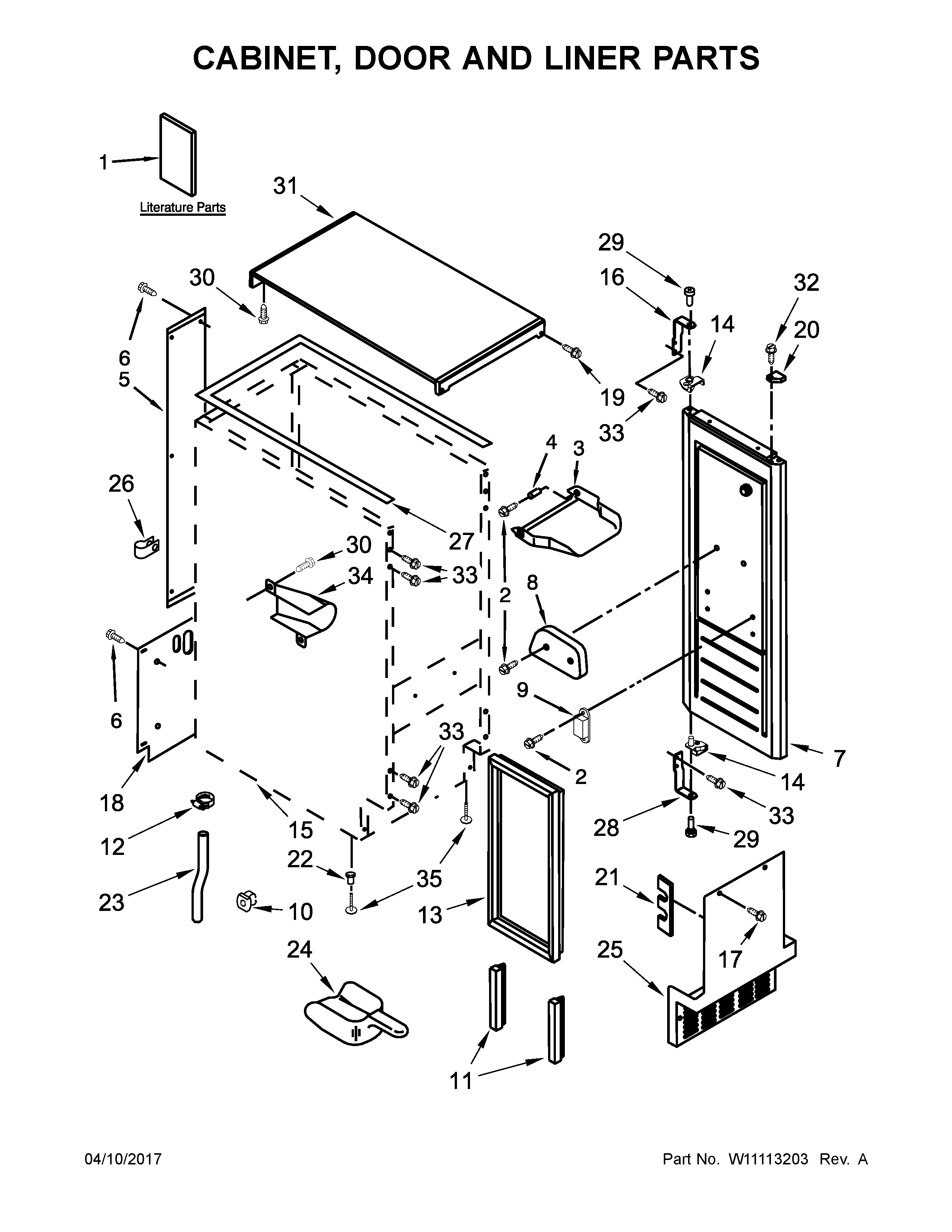 Jenn-Air JIM158XYCX2 cabinet, door and liner parts diagram
