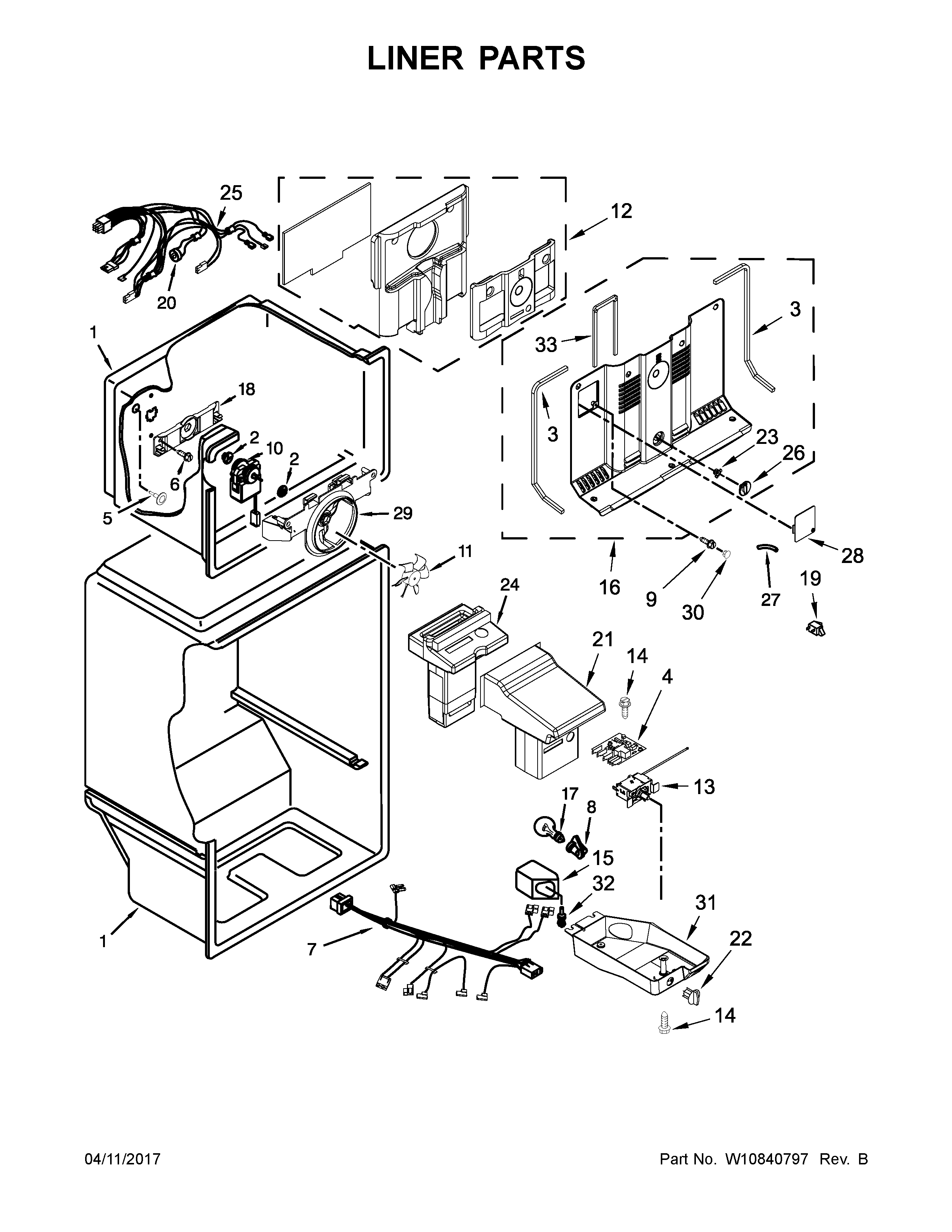 Ikea IK4TXWFDW01 liner parts diagram