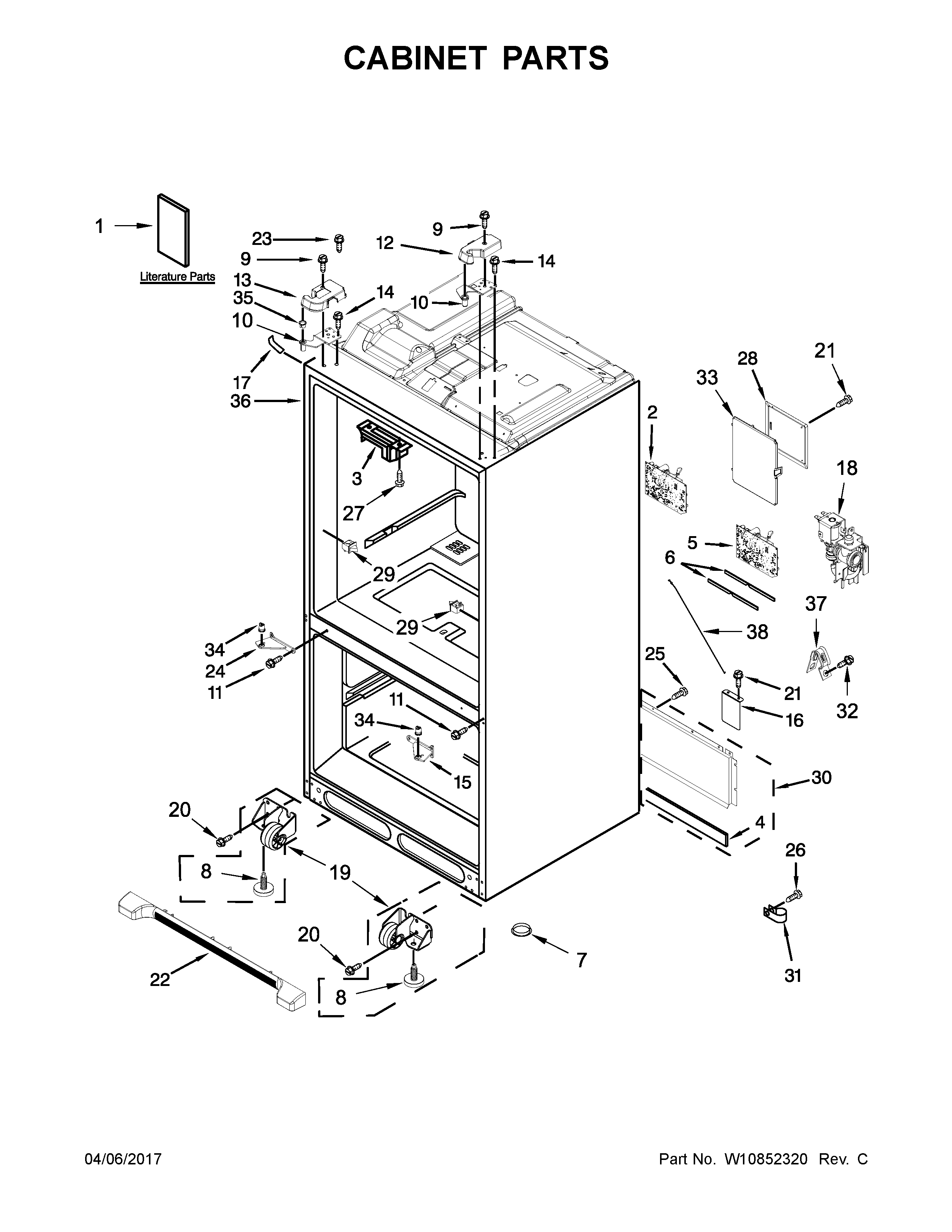 Whirlpool WRF736SDAB14 cabinet parts diagram