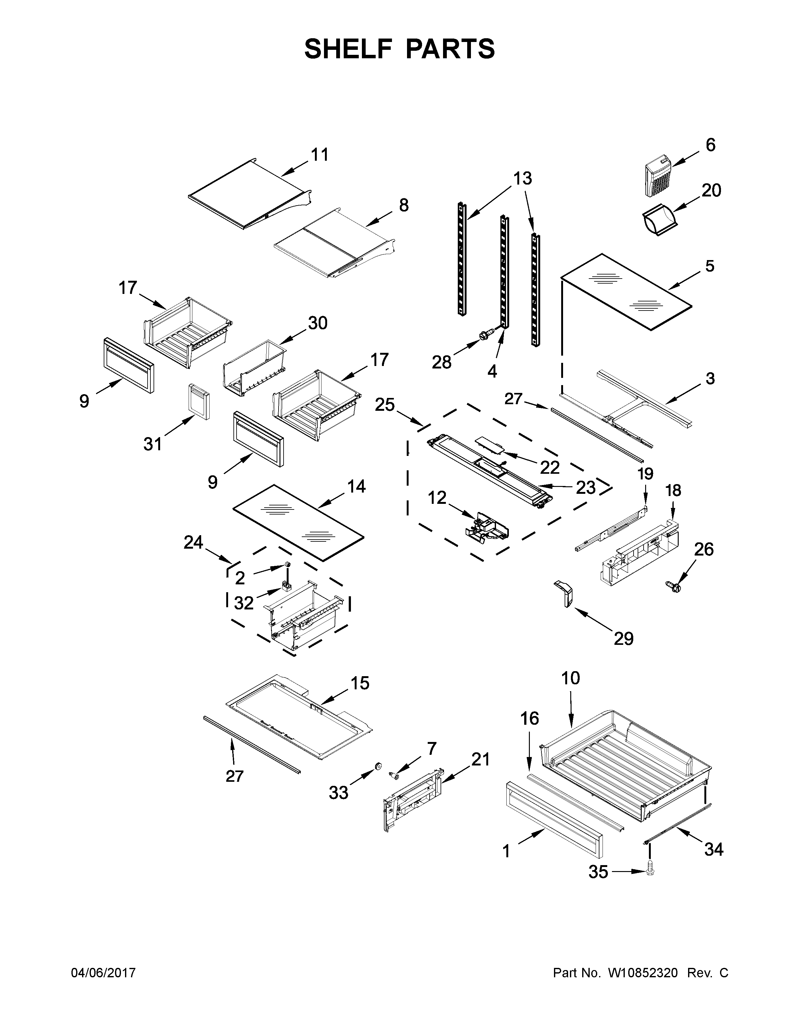 Whirlpool WRF736SDAB14 shelf parts diagram