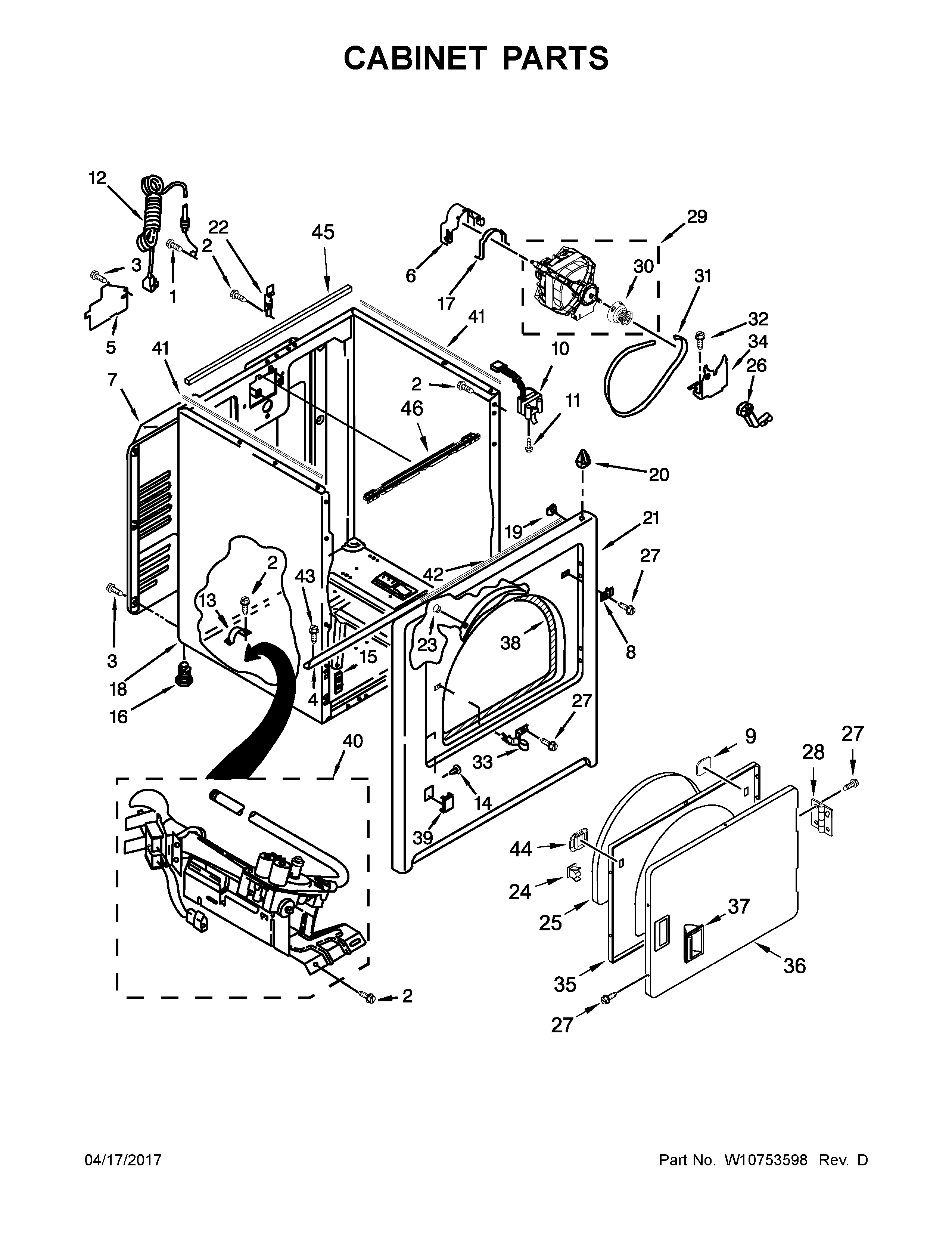 Maytag MGDB755DW0 cabinet parts diagram