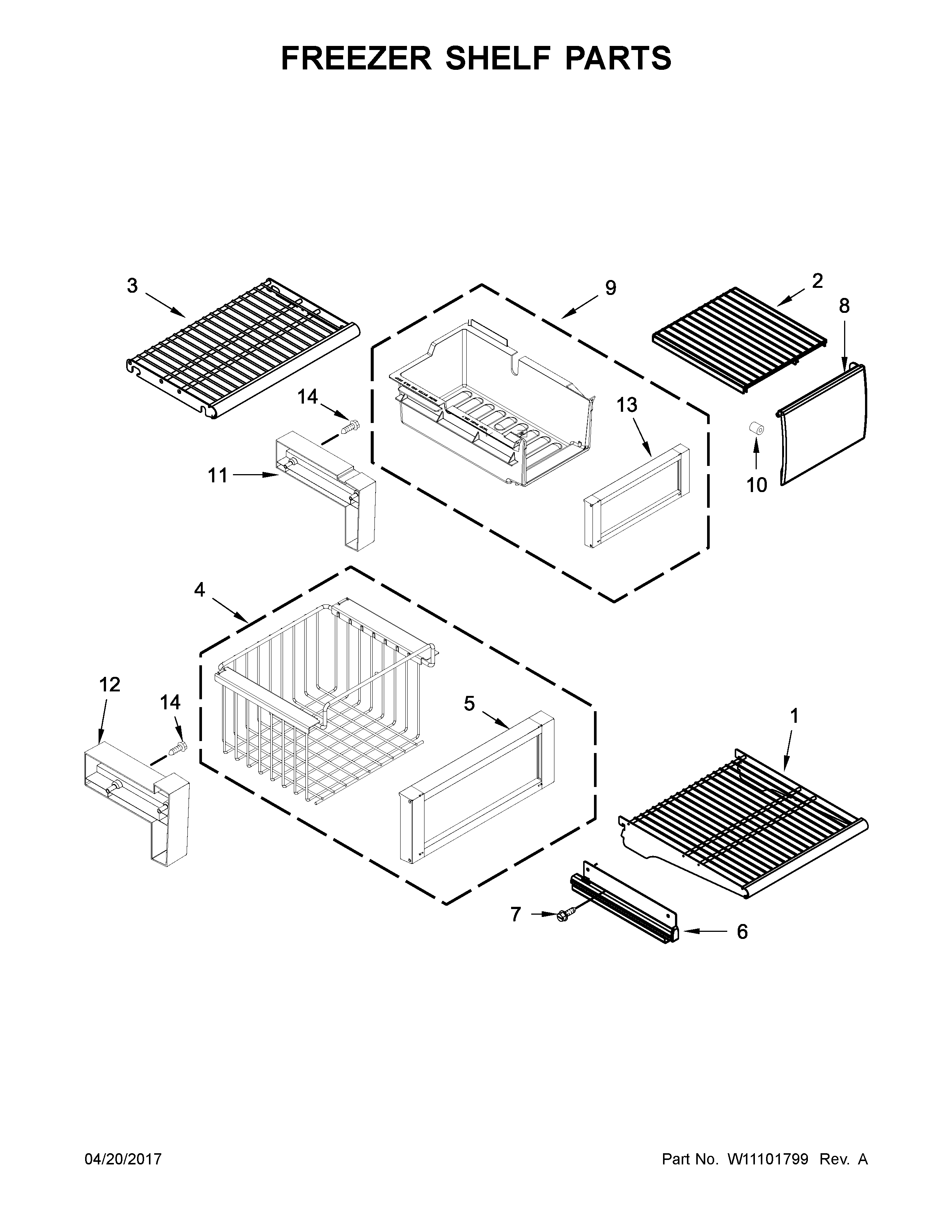 Jenn-Air JS48NXFXDE01 freezer shelf parts diagram