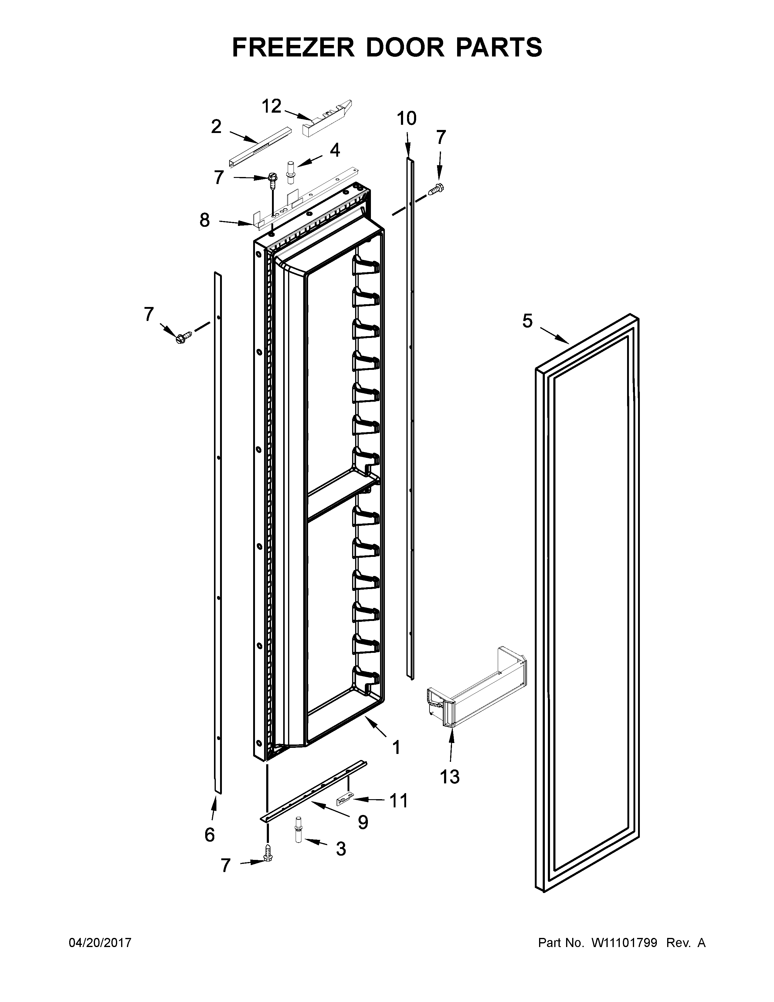 Jenn-Air JS48NXFXDE01 freezer door parts diagram