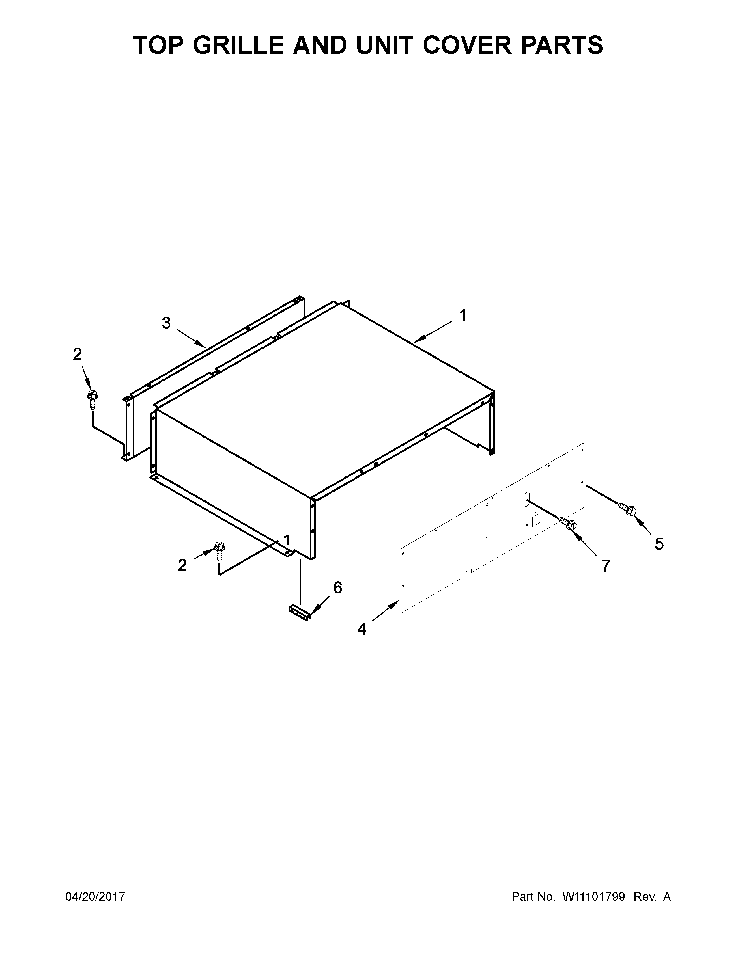 Jenn-Air JS48NXFXDE01 top grille and unit cover parts diagram
