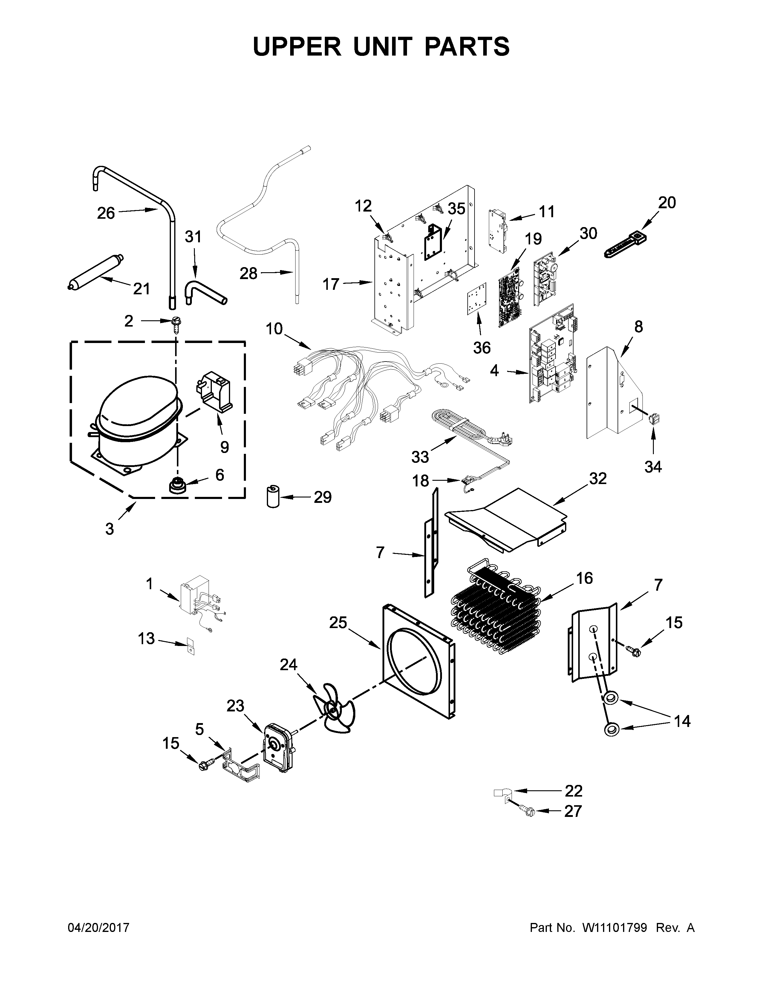 Jenn-Air JS48NXFXDE01 upper unit parts diagram