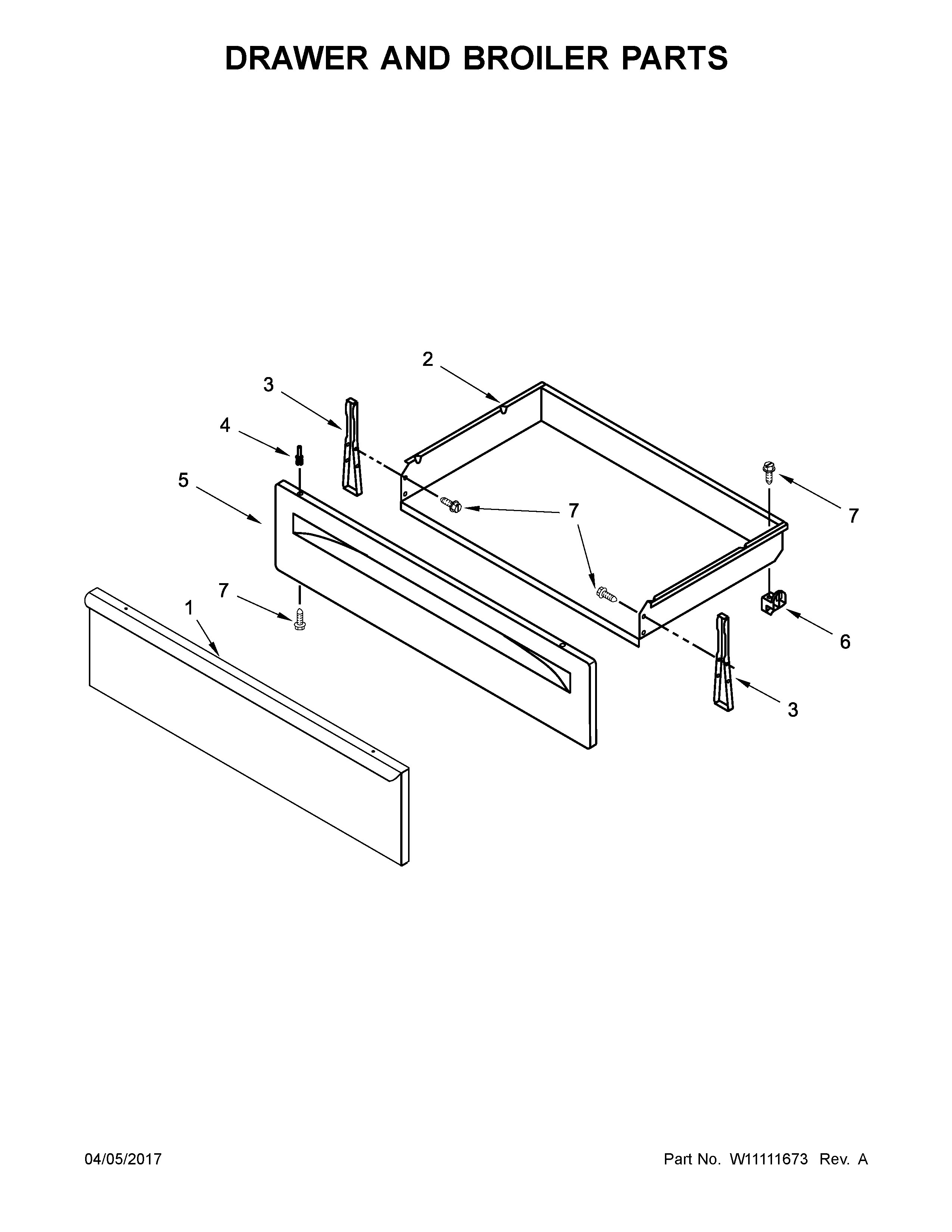 Amana YAER6603SFS1 drawer and broiler parts diagram