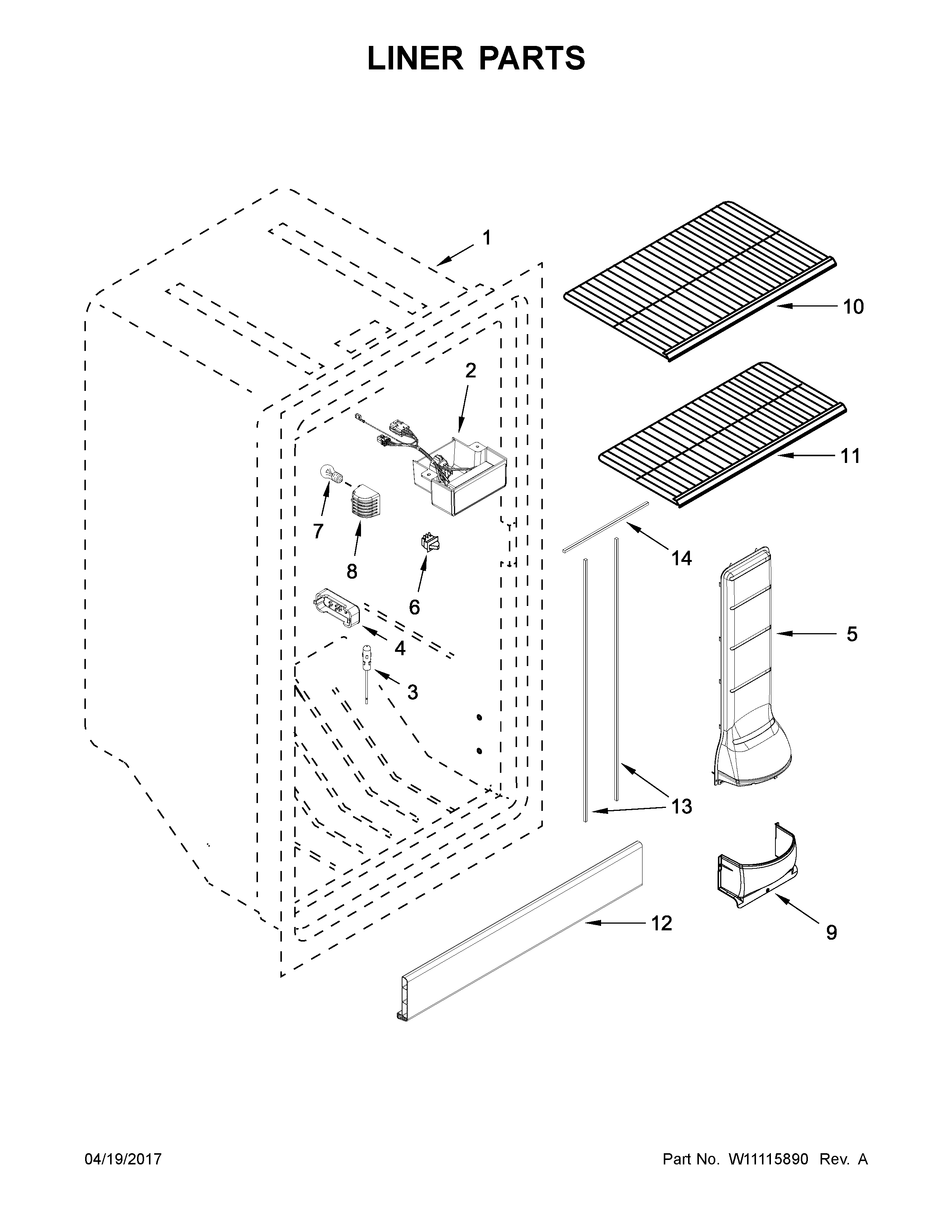 Maytag MZF34X16DW01 liner parts diagram