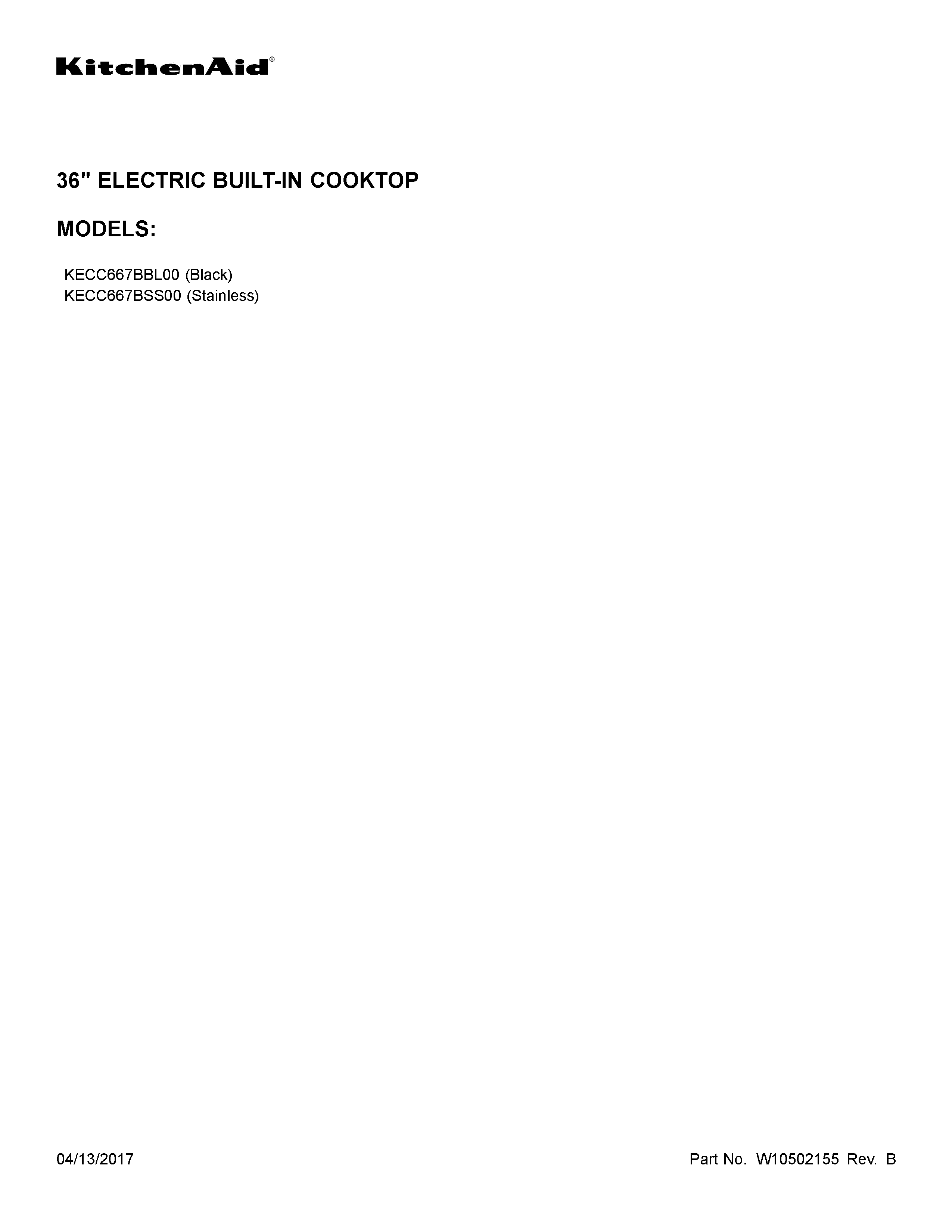 KitchenAid KECC667BBL00 cover sheet diagram