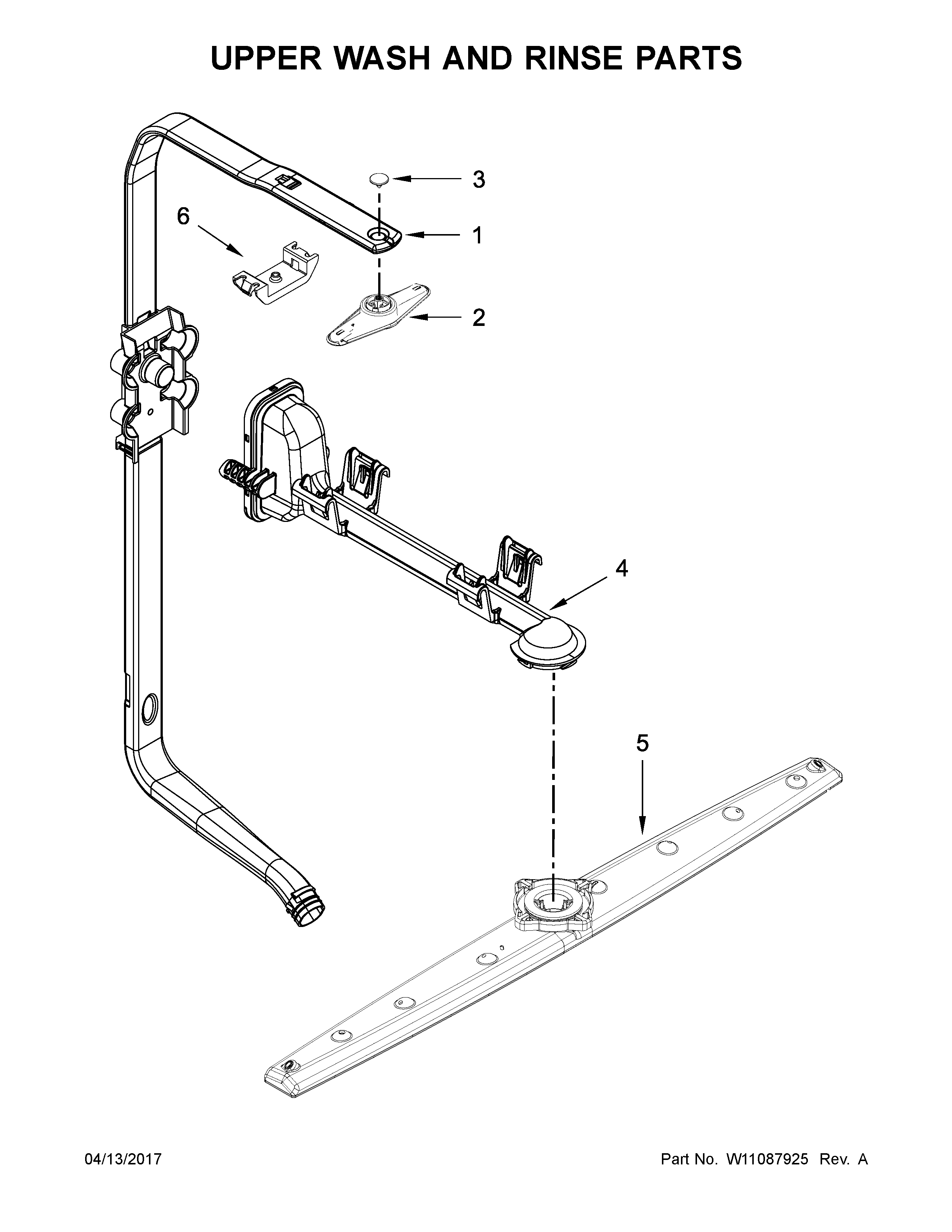 Whirlpool WDTA50SAHZ0 upper wash and rinse parts diagram