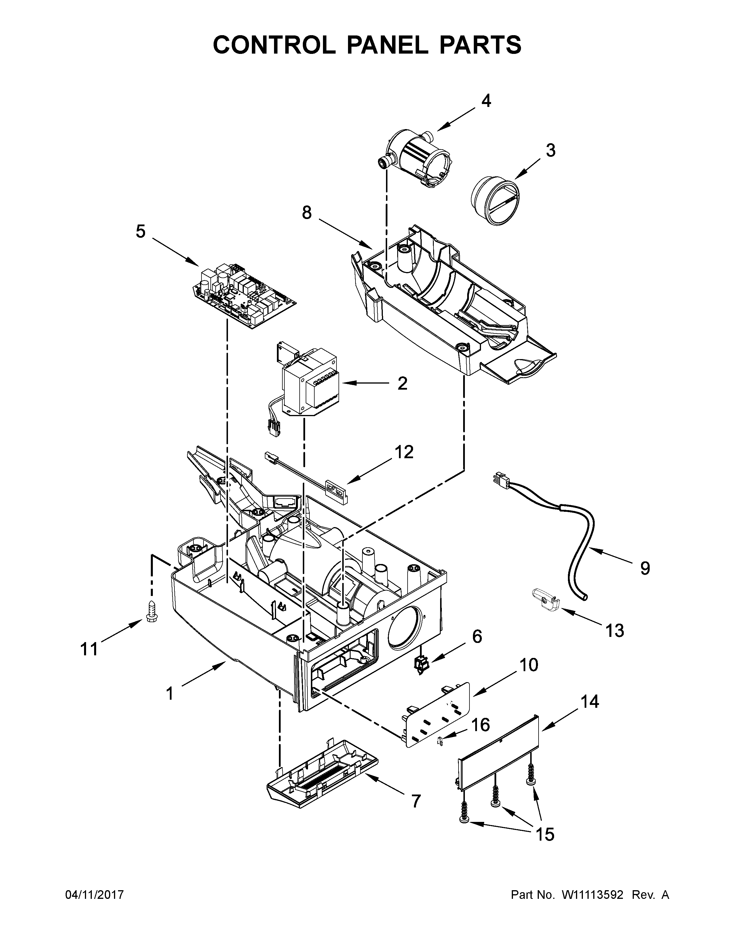 KitchenAid KUIX505EBS1 control panel parts diagram